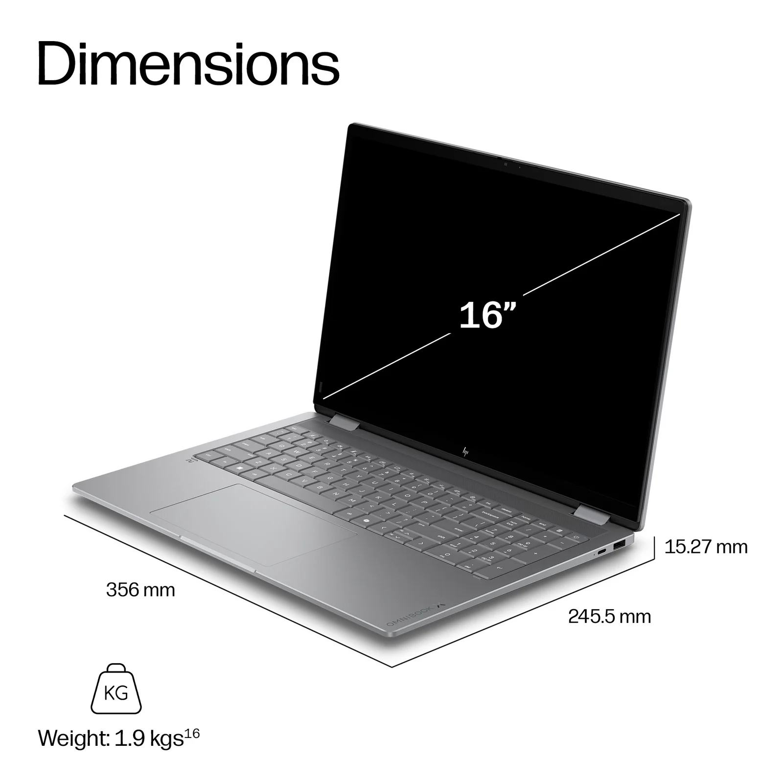HP DQ8T1EA laptop 16", 16GB RAM, 512GB SSD
