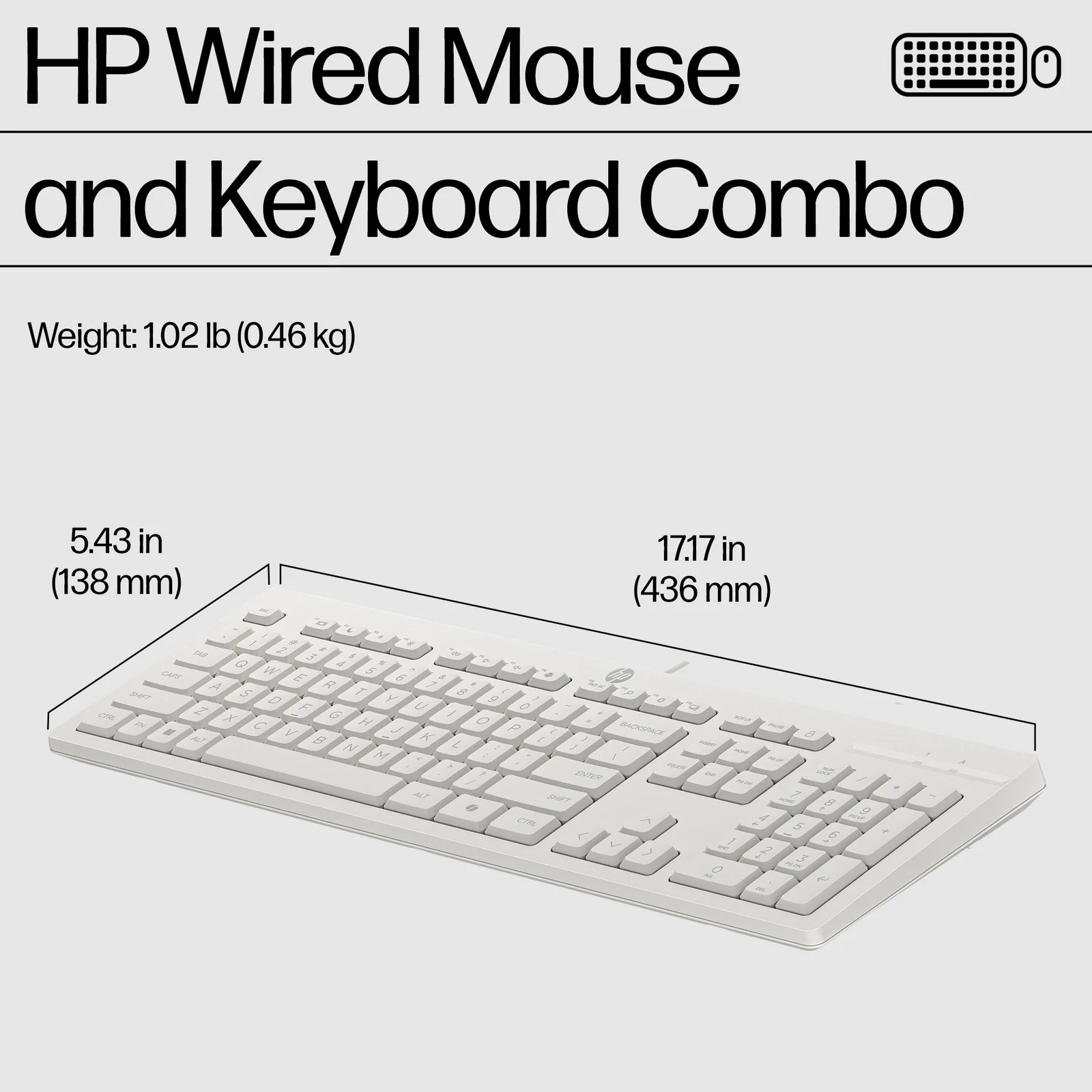 HP 225 Wired Mouse and Combo G2 Cashmere White Keyboard