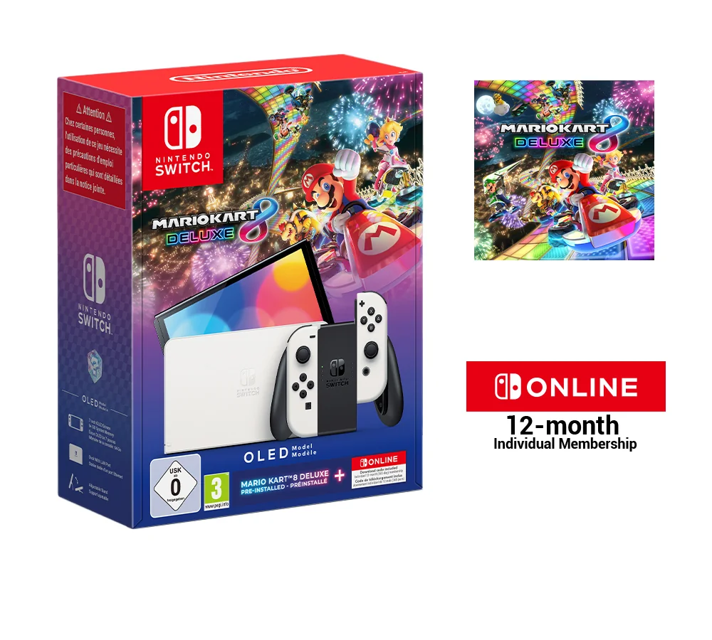 Nintendo Switch OLED + Mario Kart 8 Deluxe + Switch Online 12 Months