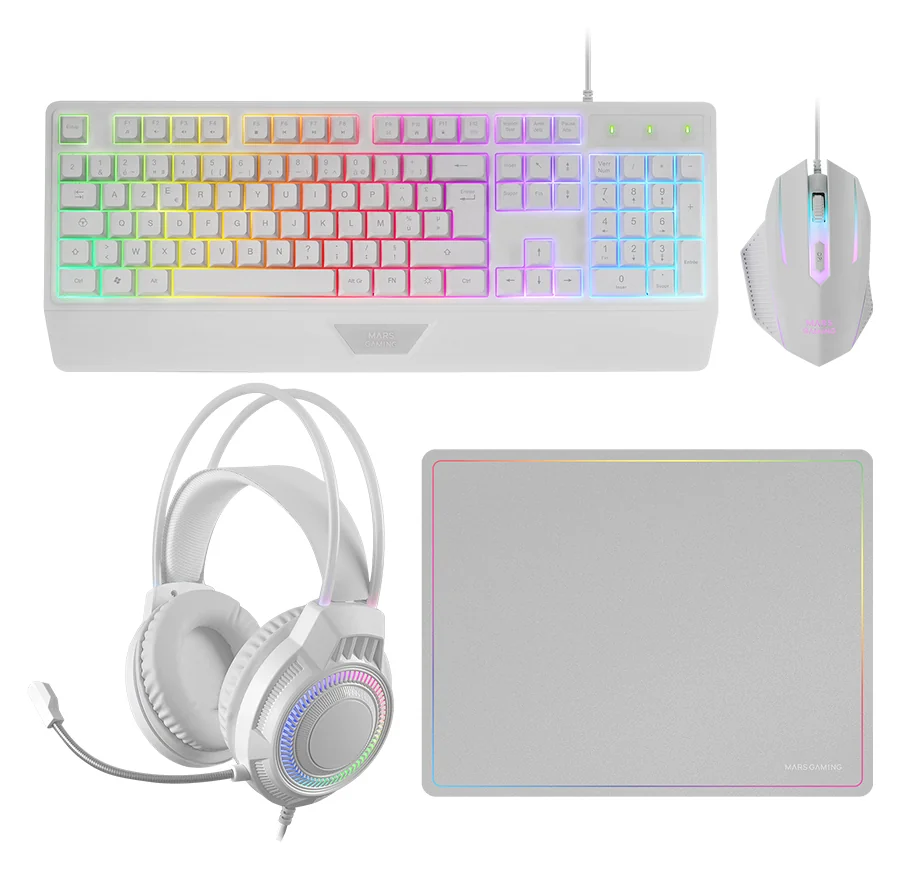 Mars Gaming MCP124PRO Keyboard & Mouse White, French