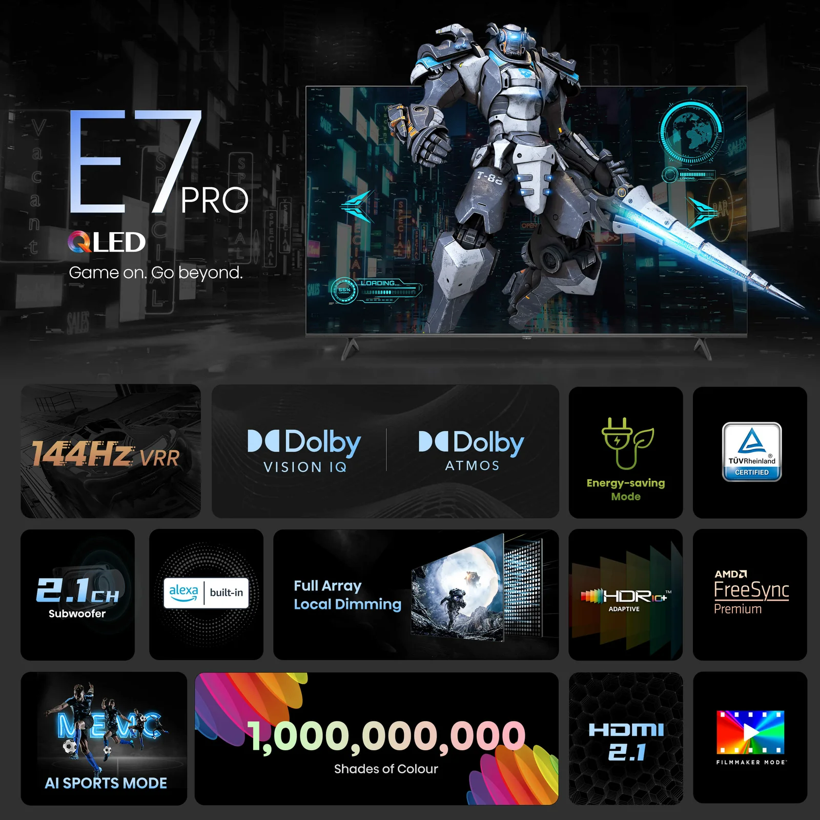 Hisense 55E7NQTUK PRO 55" 4K Smart TV