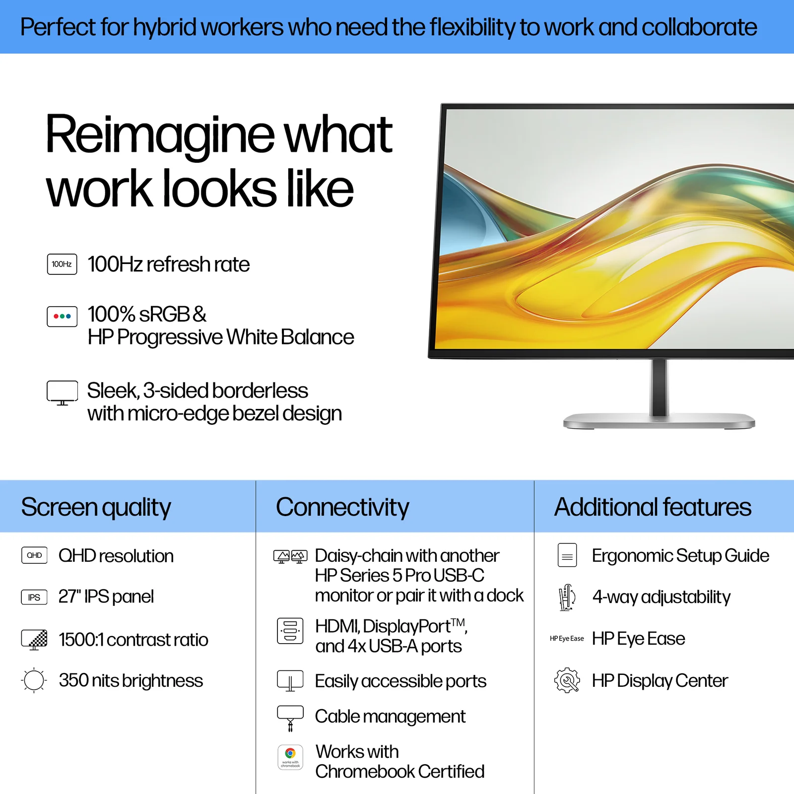 HP Series 5 Pro 27" QHD IPS 100Hz Monitor