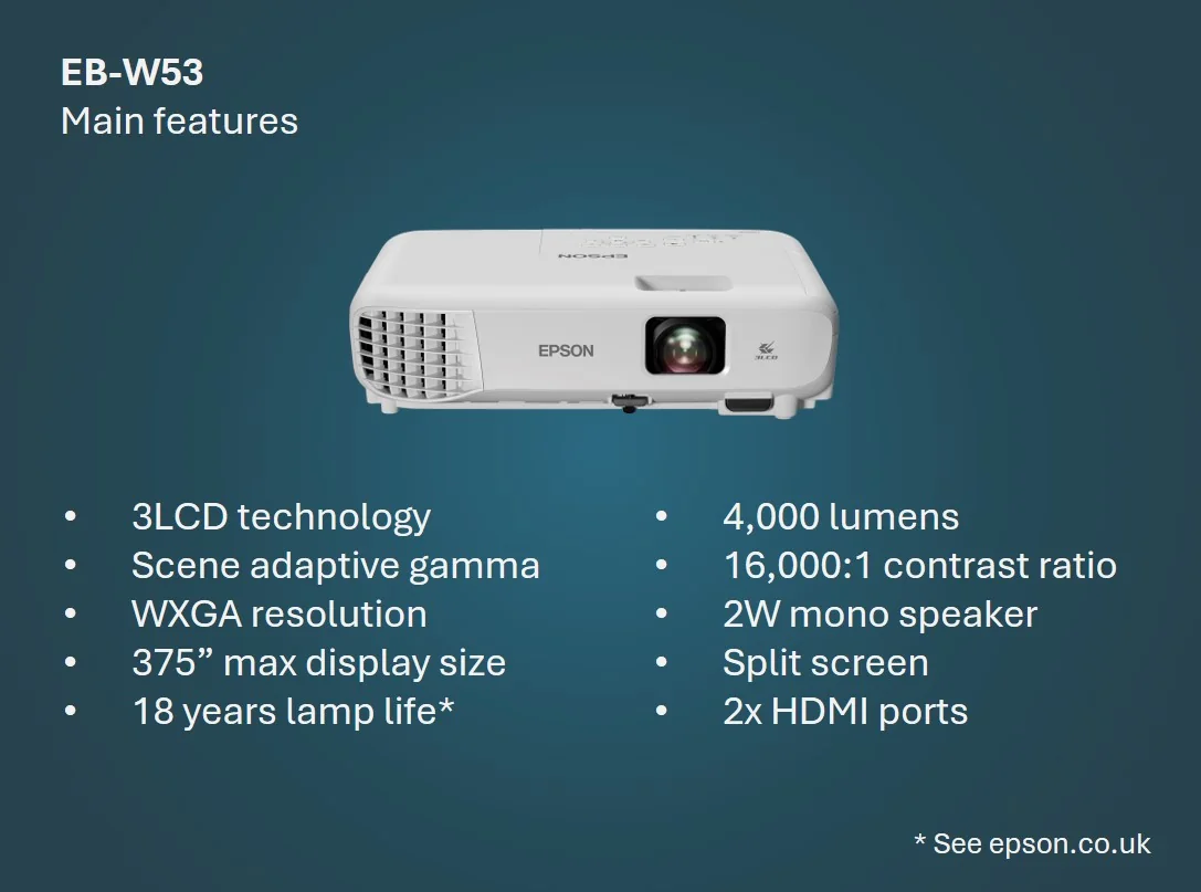Epson EB-W53 WXGA Projector