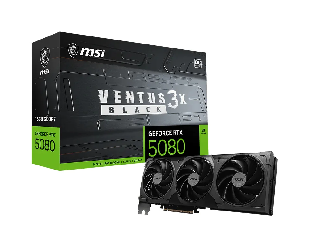 MSI VENTUS GEFORCE RTX 5080 16G 3X OC BLACK graphics card