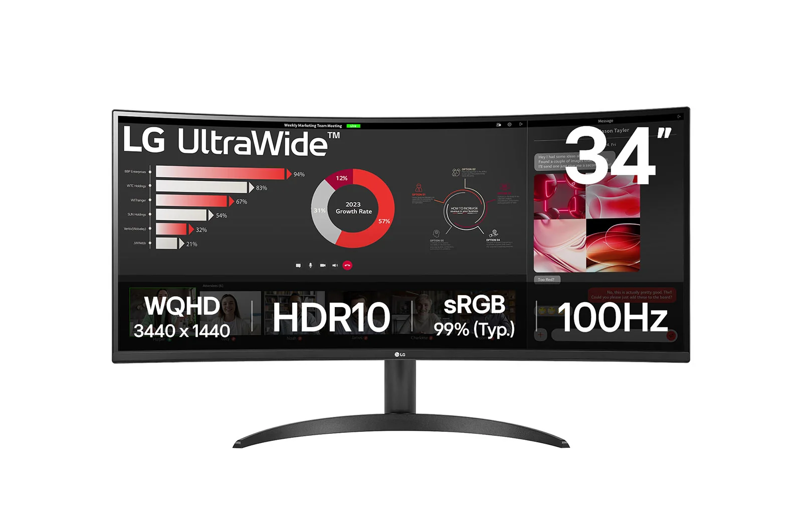 LG 34WR50QK-B 34" UWQHD VA 100Hz Curved Monitor
