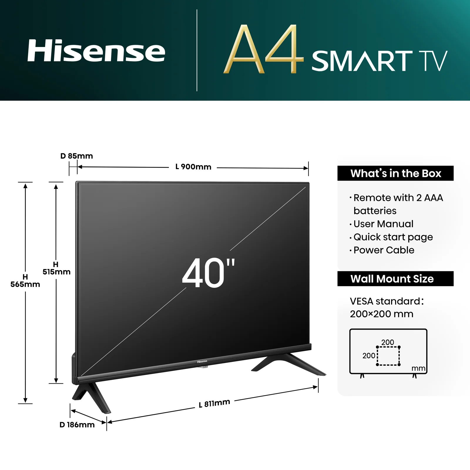 Hisense 40A4NTUK 40" Smart TV