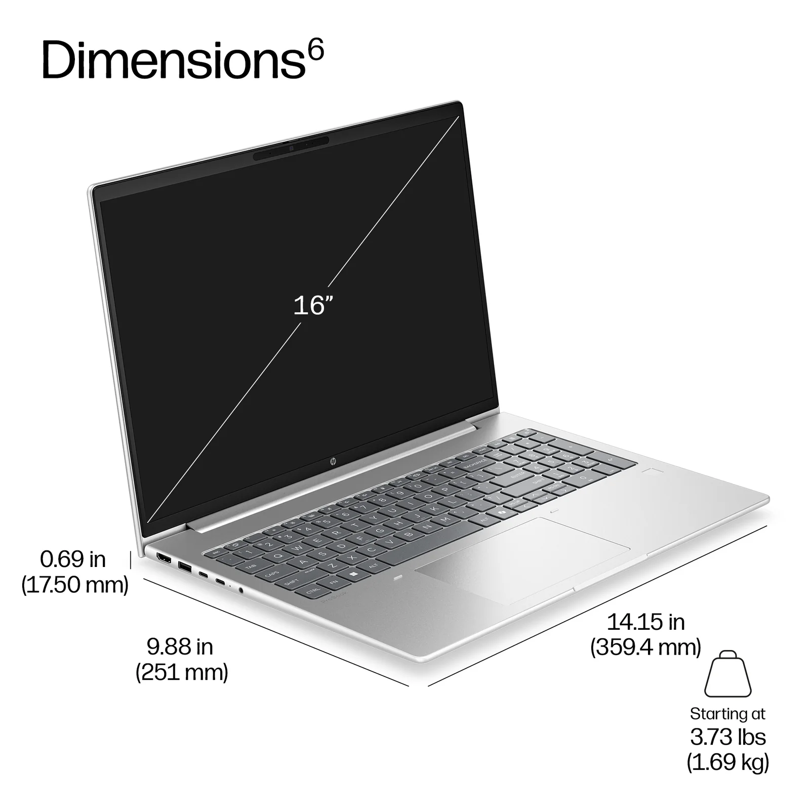HP DX5Y6AT laptop 16", 16GB RAM, 512GB SSD