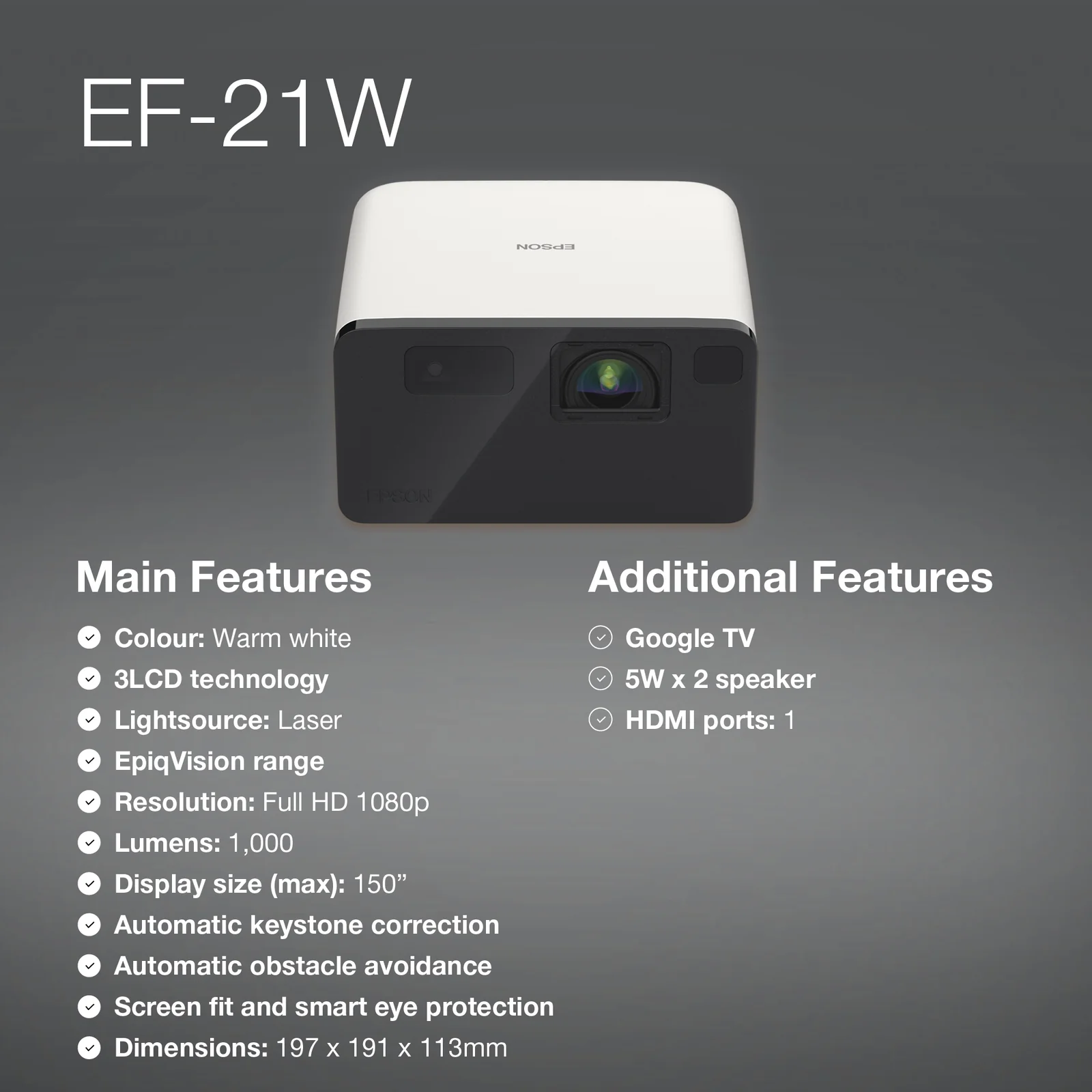 Epson EF-21W 1080p Projector