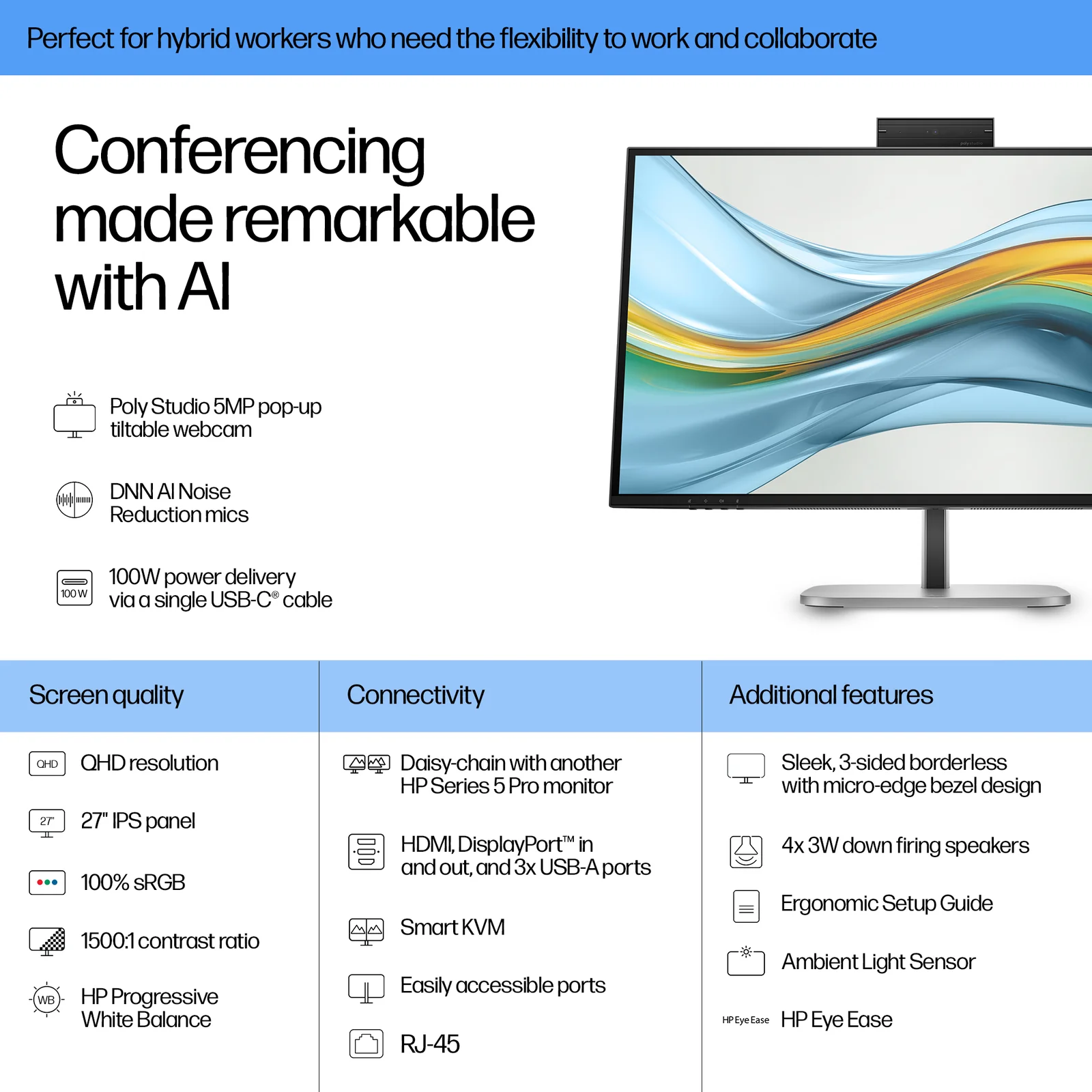 HP Series 5 Pro 527pm 27" QHD IPS 100Hz Monitor