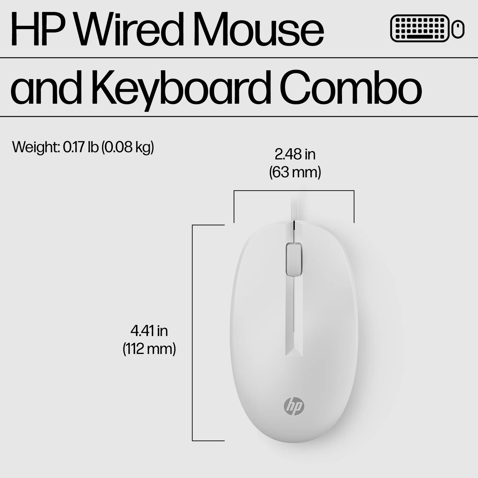 HP 225 Wired Mouse and Combo White Keyboard