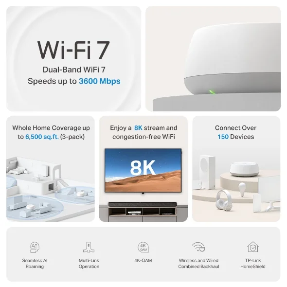 TP-Link DECO BE22(1-PACK) Wi-Fi 7 Mesh Wi-Fi System