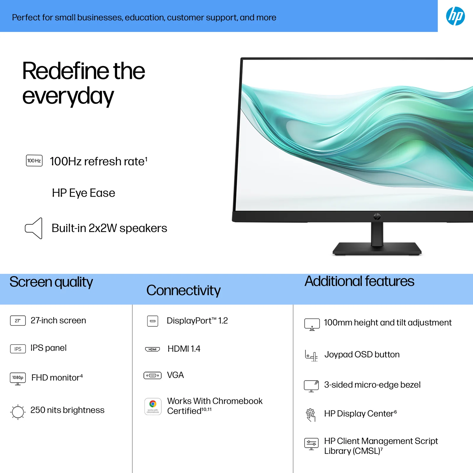 HP Series 3 Pro 27" Full HD IPS 100Hz Monitor