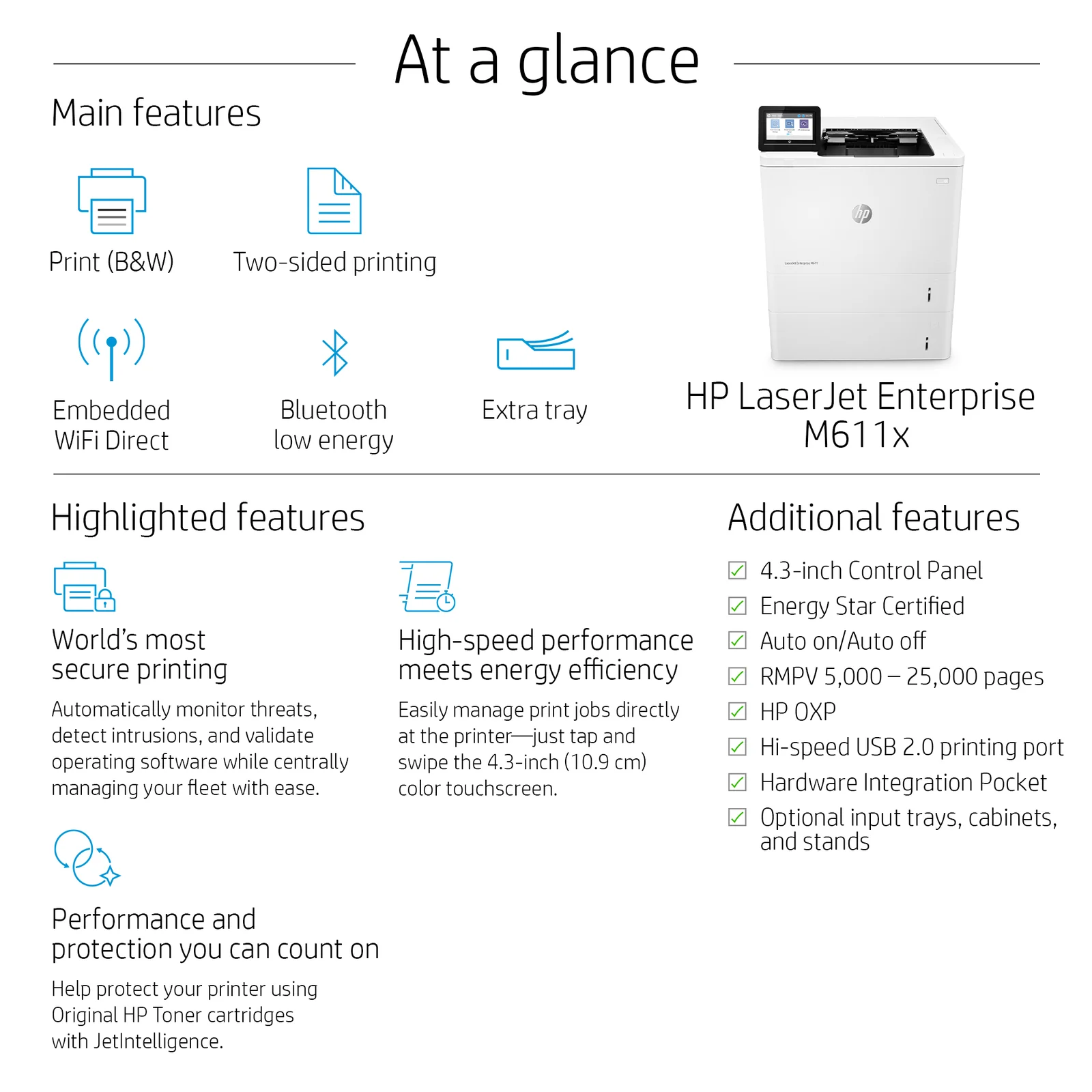 HP LaserJet Enterprise M611x Laser Printer