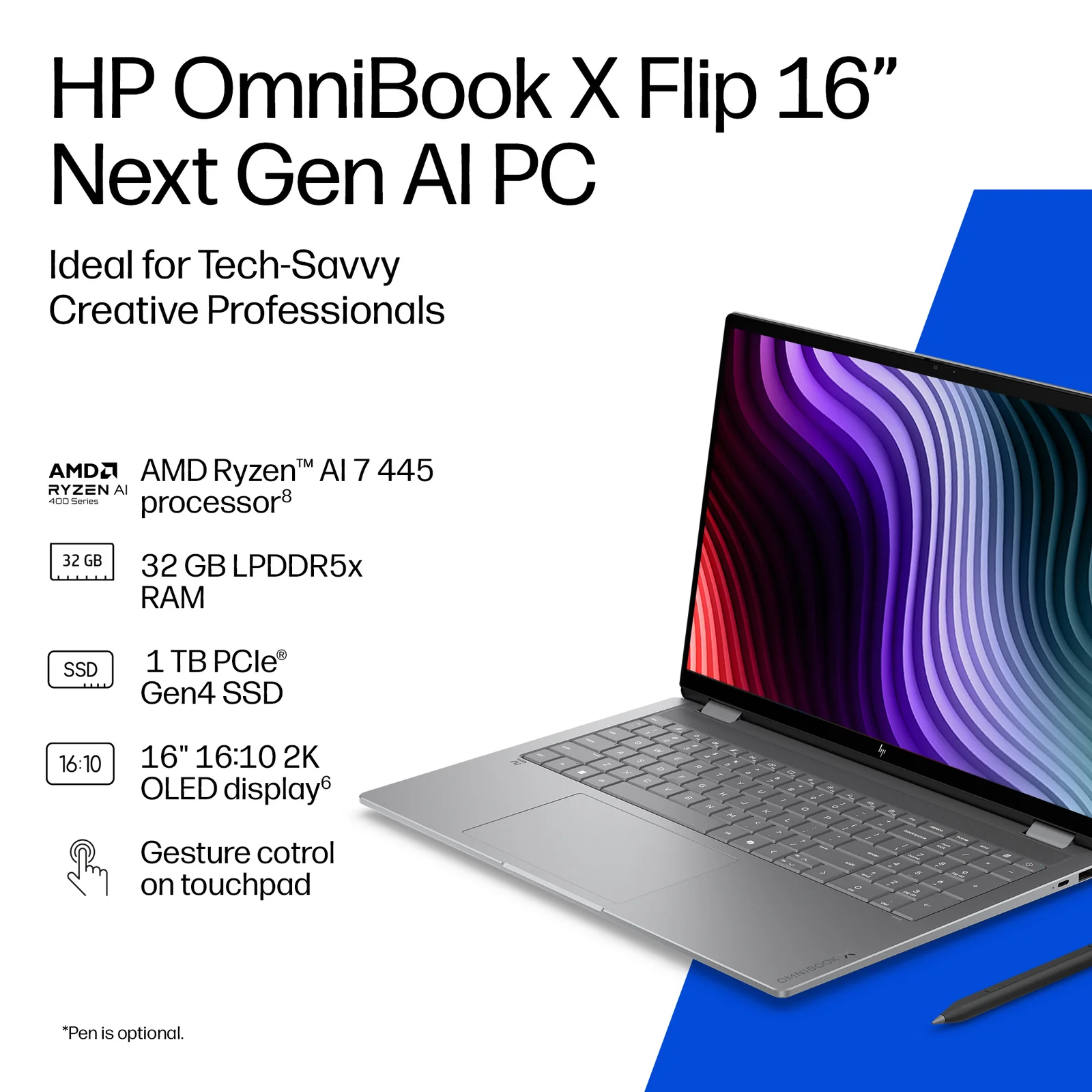 HP DQ8T1EA laptop 16", 16GB RAM, 512GB SSD