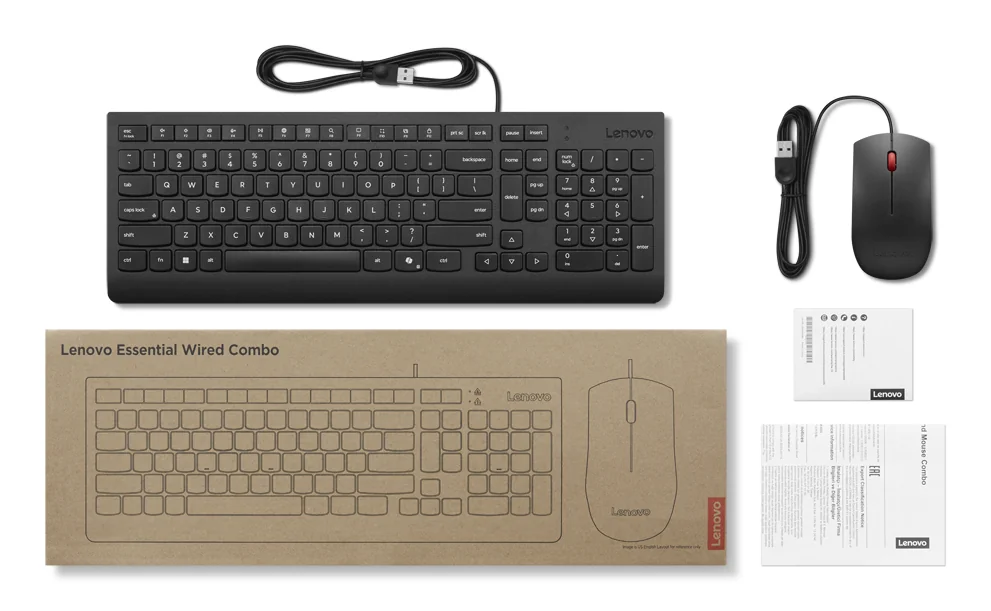 Lenovo Essential Wired Combo (ES 172) Keyboard Black, Spanish