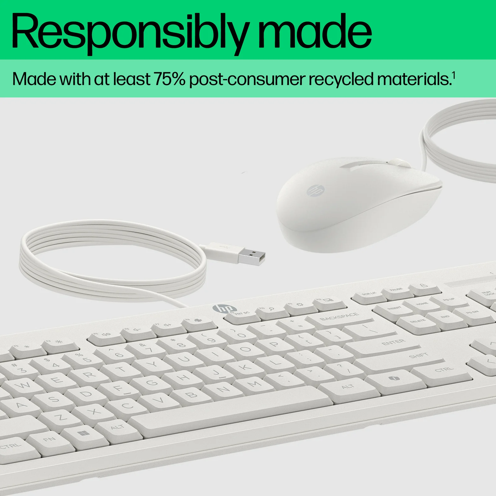 HP 225 Wired Mouse and Combo G2 Cashmere White Keyboard