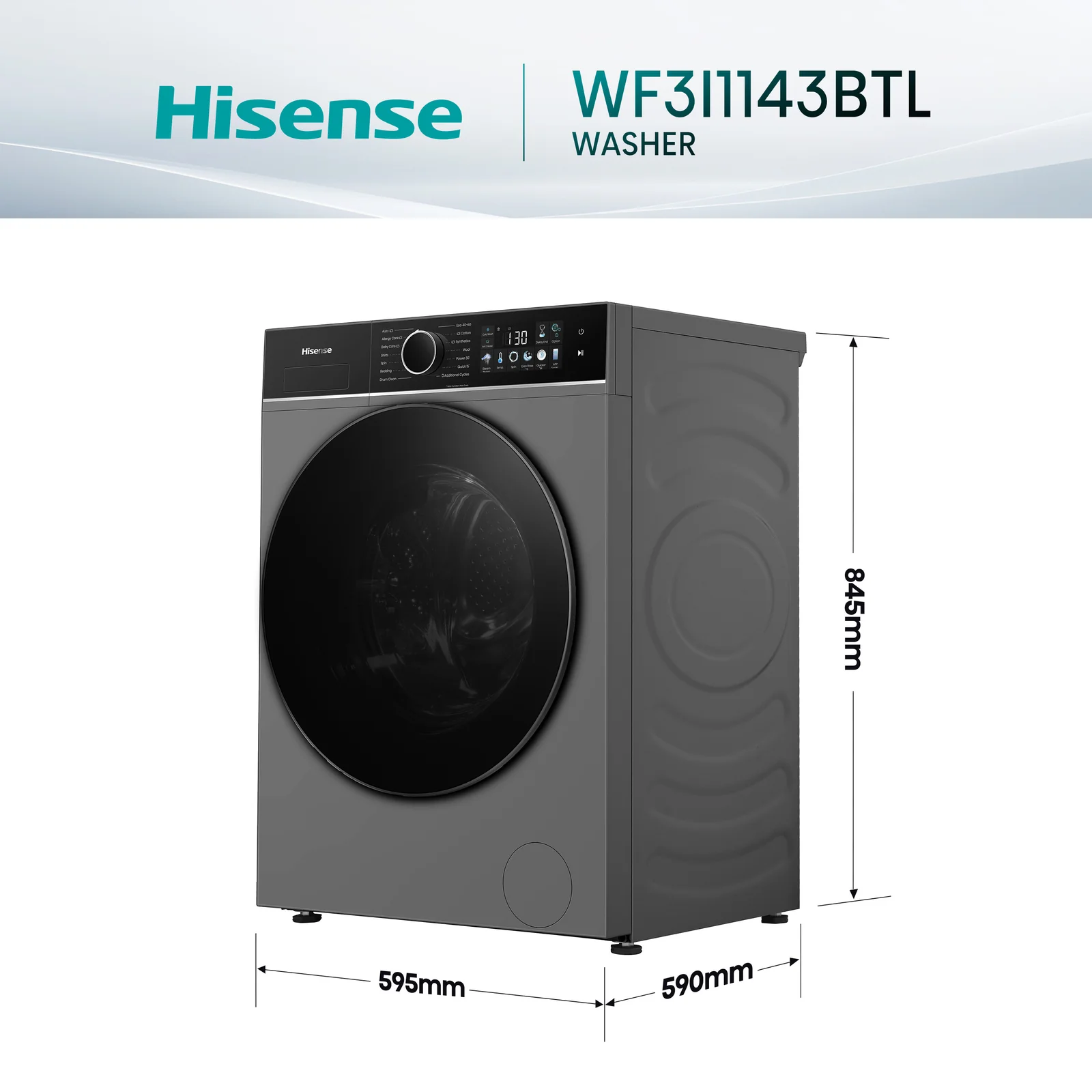 Hisense WF3I1143BTL 11kg 1400rpm Washing Machine