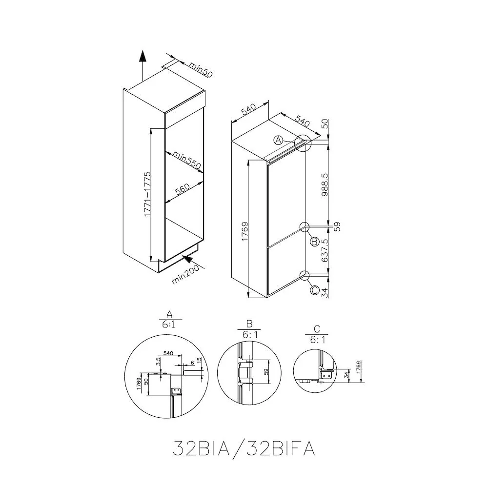 Hoover HOBBML18EK 250L Integrated Fridge Freezer
