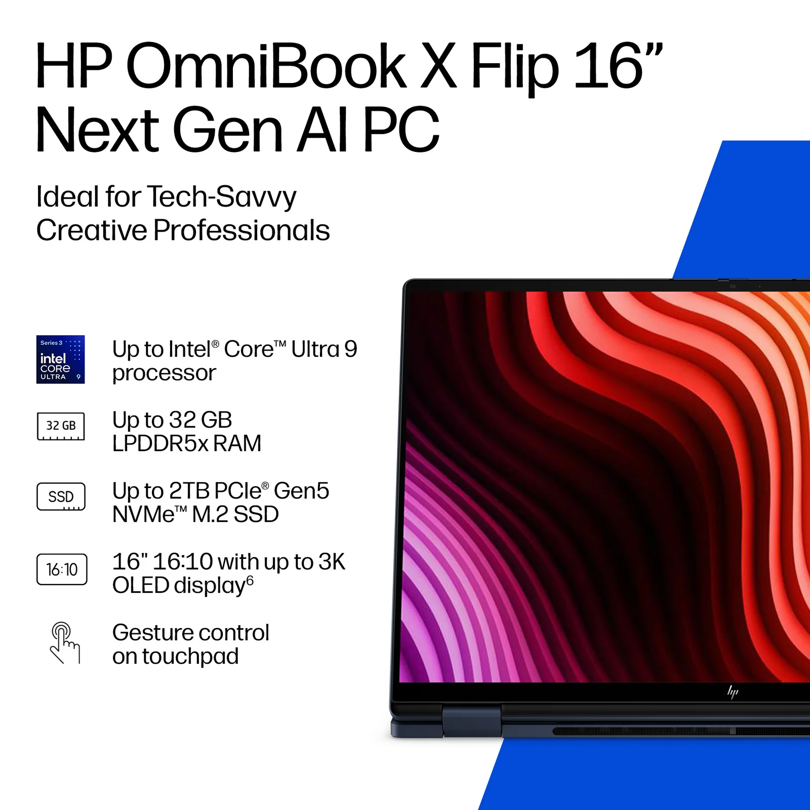 HP OmniBook X Flip 2-in-1 Laptop Next Gen AI 16-cb0012nax 16", 16GB RAM, 1TB SSD