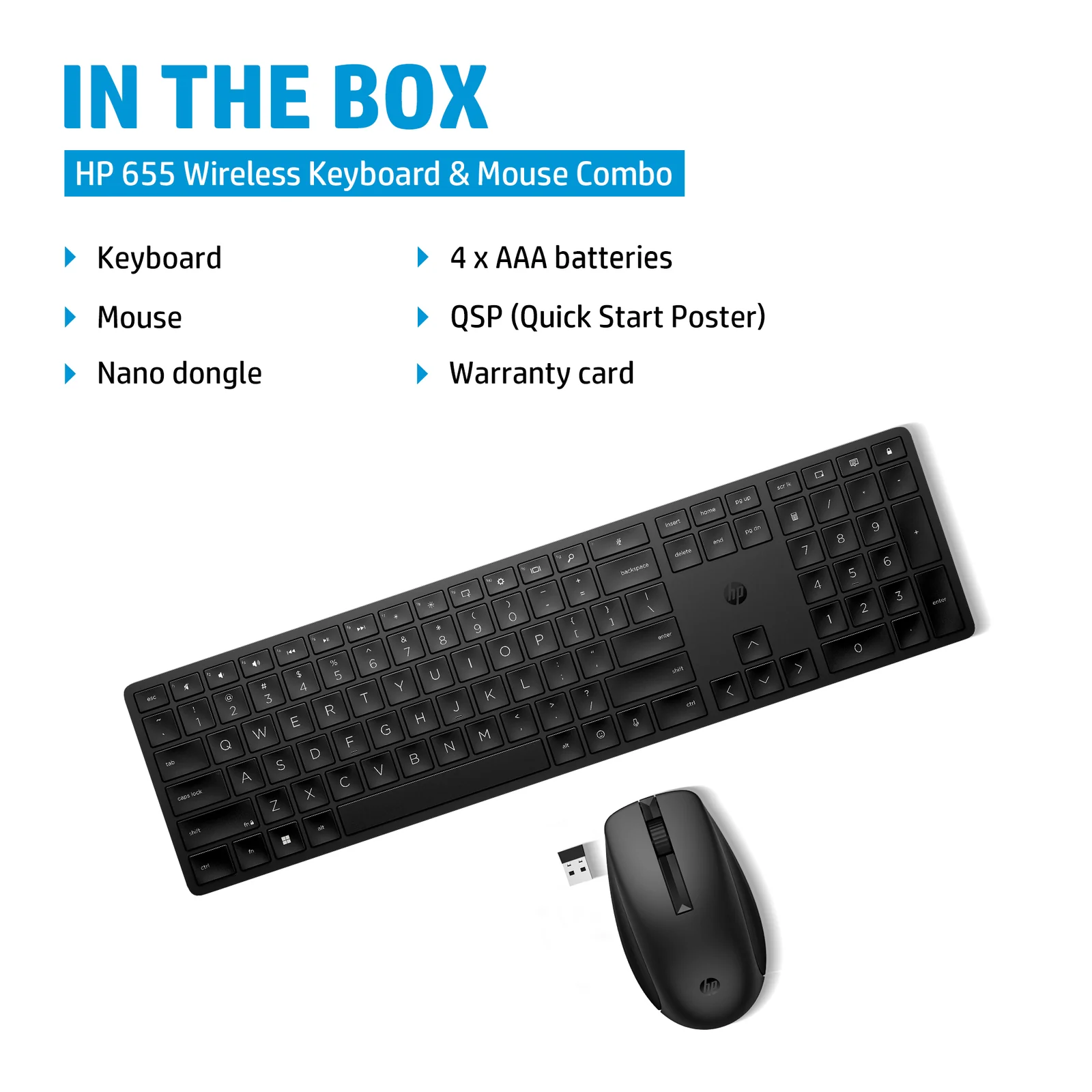 HP 655 Wireless and Mouse Combo (BlkQty.10) Keyboard