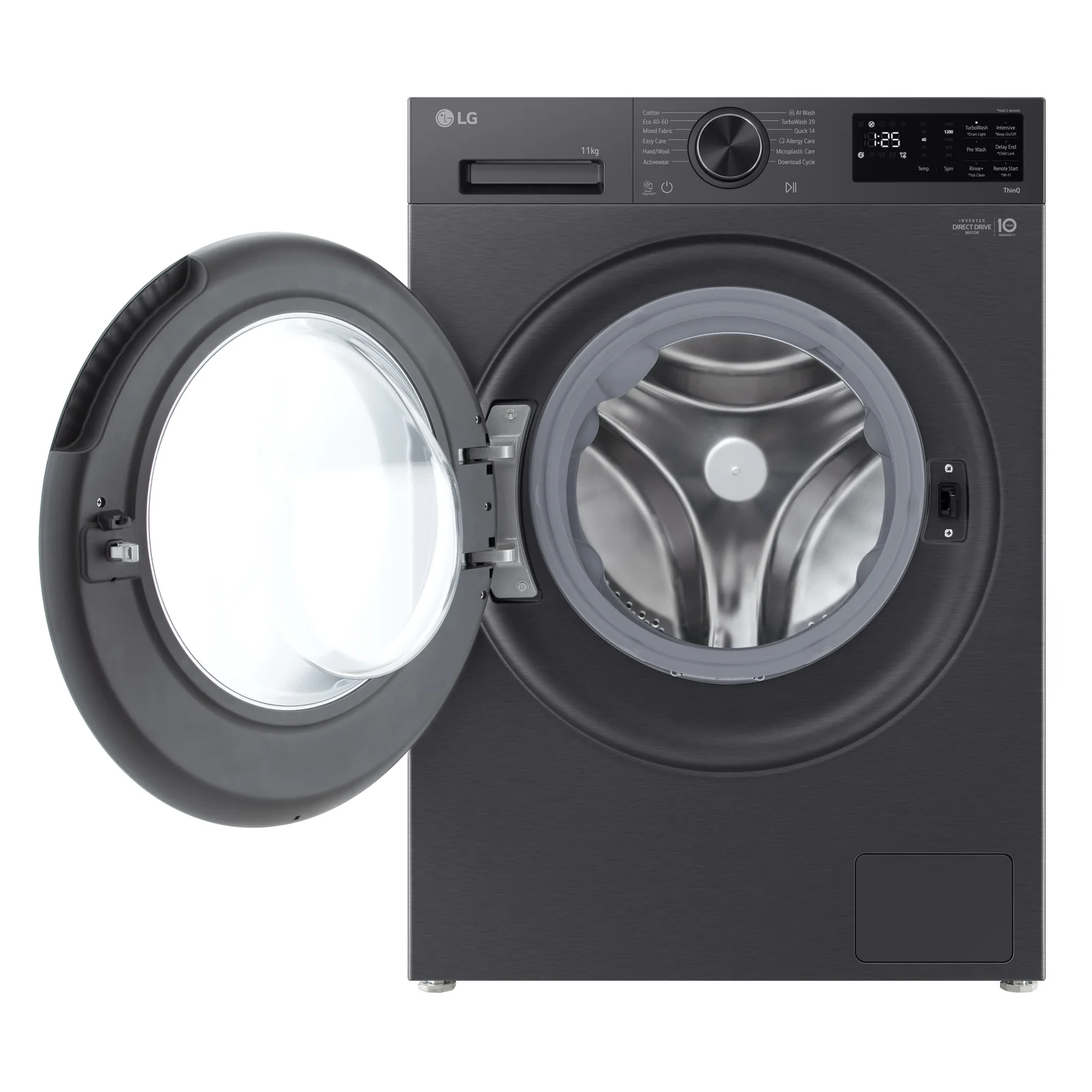 LG F4X5011TBB Washing machine, A, Front loading, Washing capacity 11 kg, Depth 56.5 cm, 1400 RPM, Black 11kg 1351rpm Washing Machine