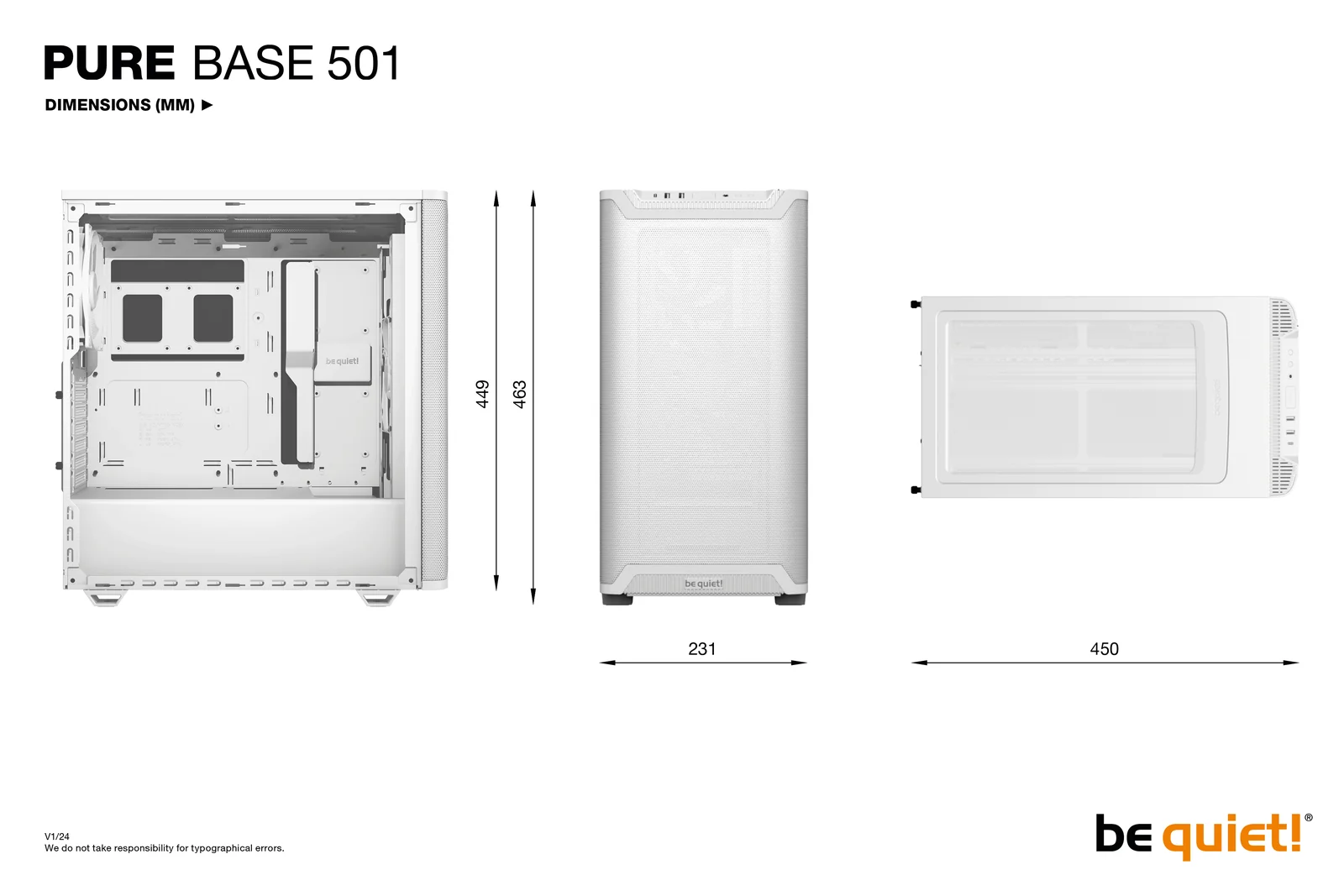be quiet! PURE BASE 501 Airflow Window White PC Case