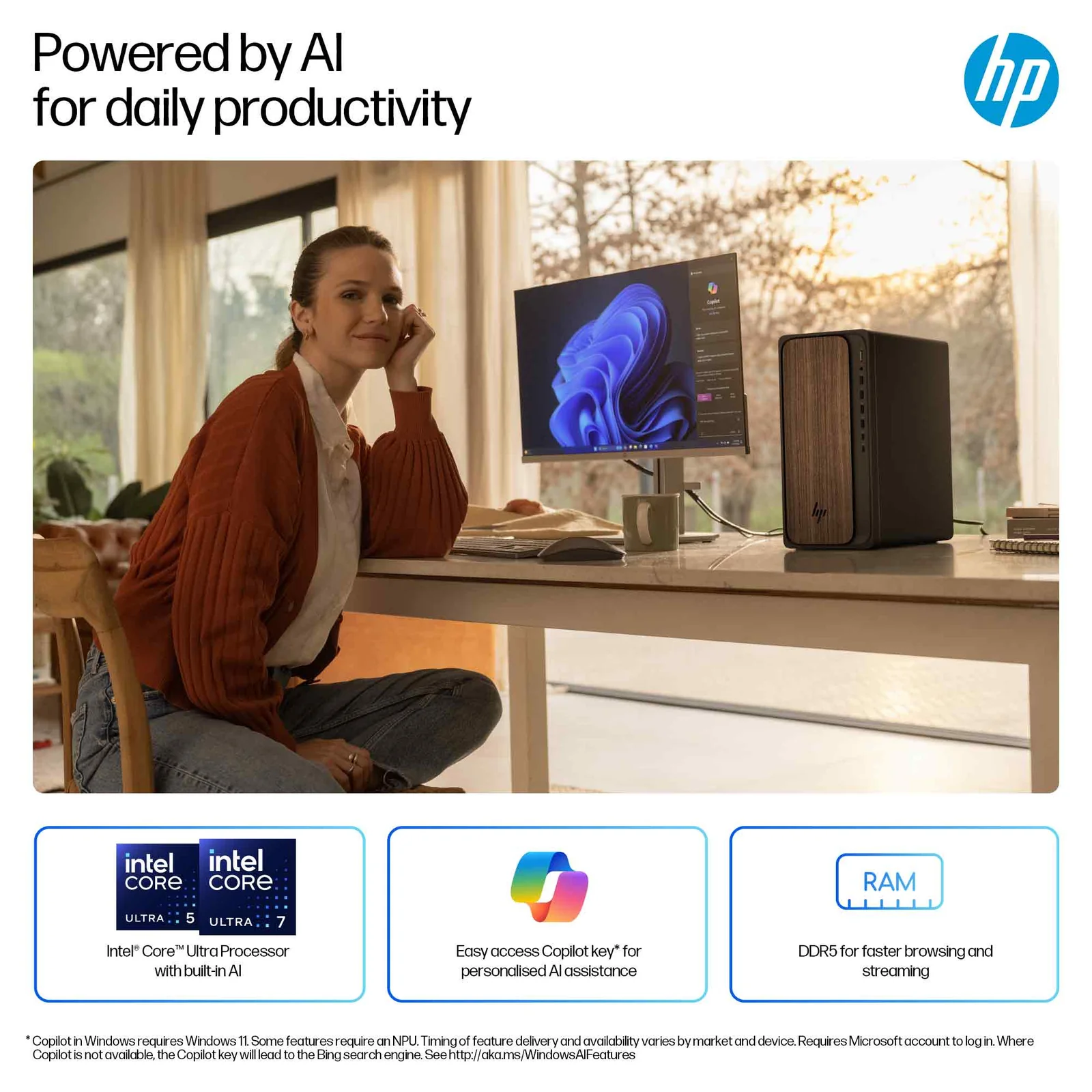 HP OmniDesk Desktop AI M03-0009na, Intel Core Ultra 7 265, 16GB RAM, 512GB SSD