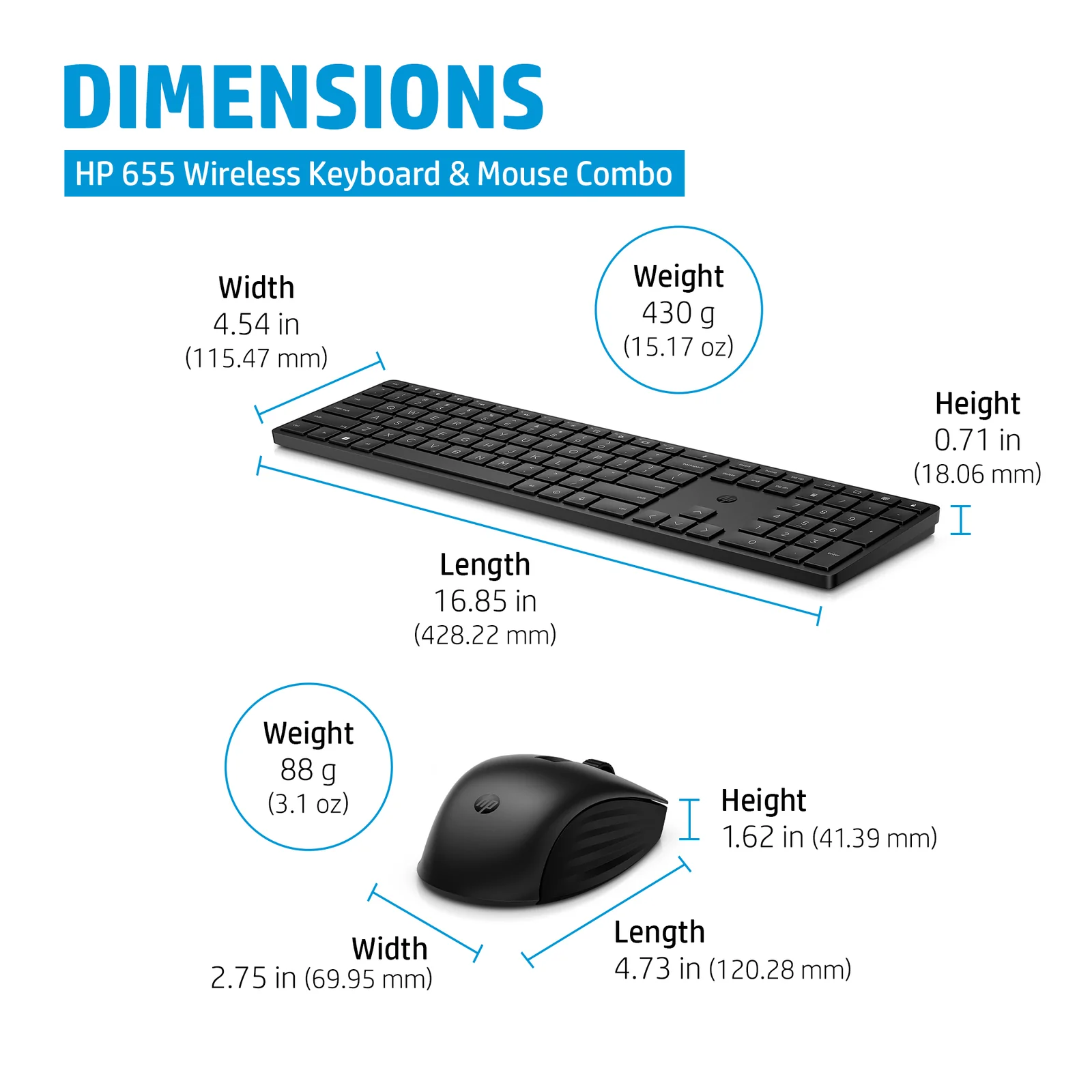 HP 655 Wireless and Mouse Combo (BlkQty.10) Keyboard
