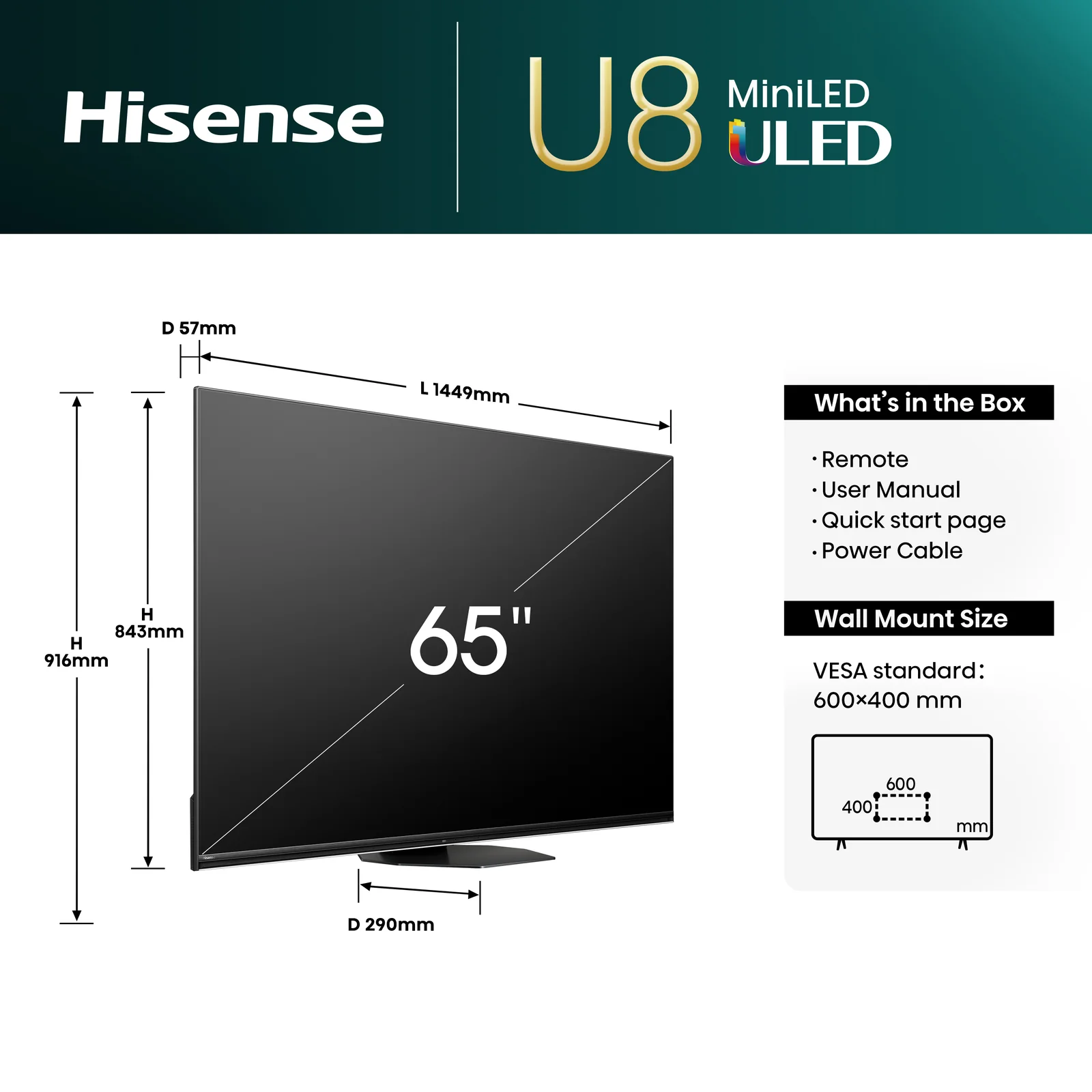 Hisense 65U8NQTUK 65" 4K Smart TV
