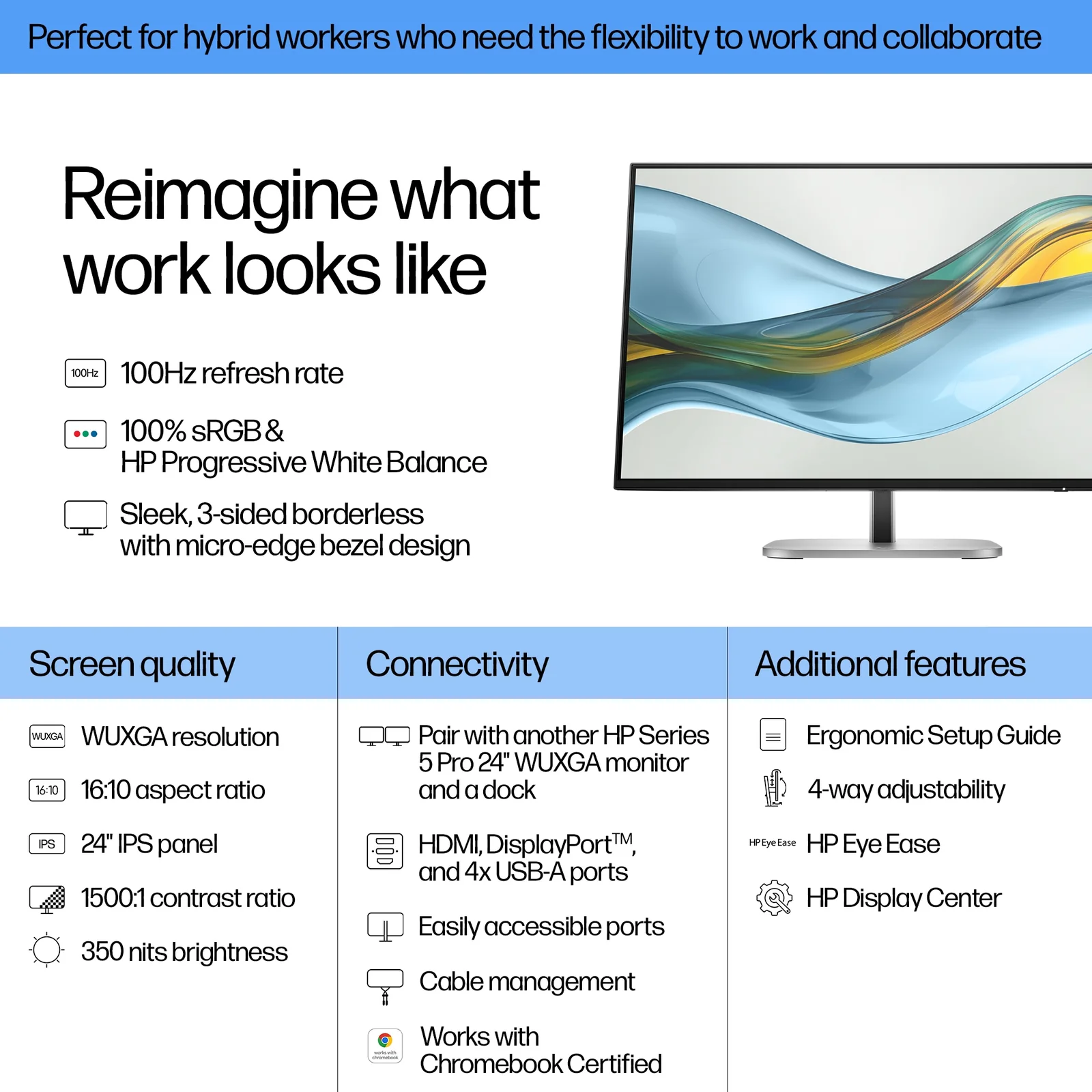HP Series 5 Pro 24" WUXGA IPS 100Hz Monitor
