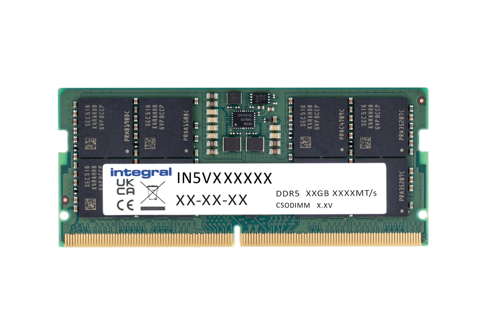 Integral 16GB LAPTOP CSODIMM RAM MODULE DDR5 6400MT/s PC5-51200 CLOCKED UNBUFFERED NON-ECC SODIMM 1.1V 2GX8 CL52 EQV. TO CT16G64C52CS5 FOR CRUCIAL 16GB DDR5 SO-DIMM CT16G64C52CS5-IN