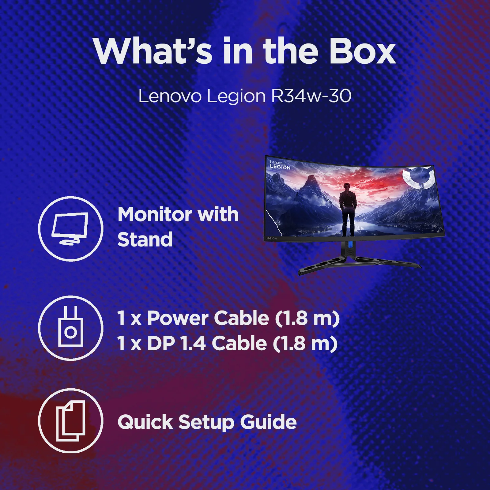 Lenovo Legion R34w-30 34" UWQHD VA 180Hz Curved Monitor