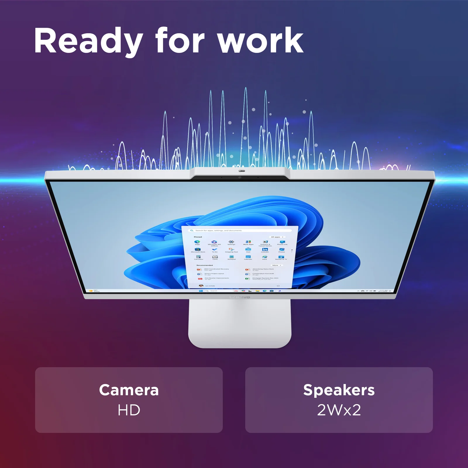 Lenovo A100 23.8" All-in-One, 8GB RAM, 512GB SSD