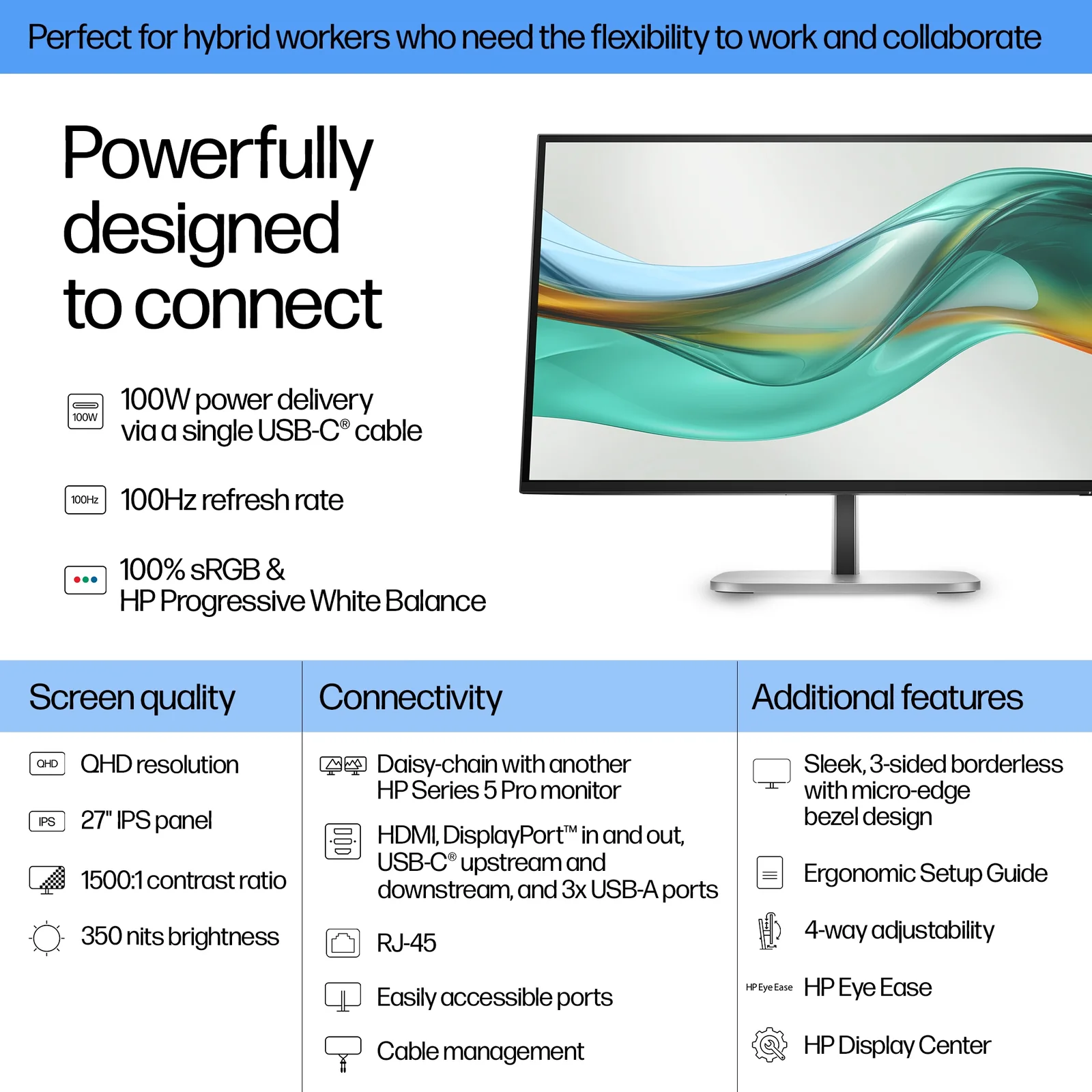 HP Series 5 Pro 27" QHD IPS 100Hz Monitor