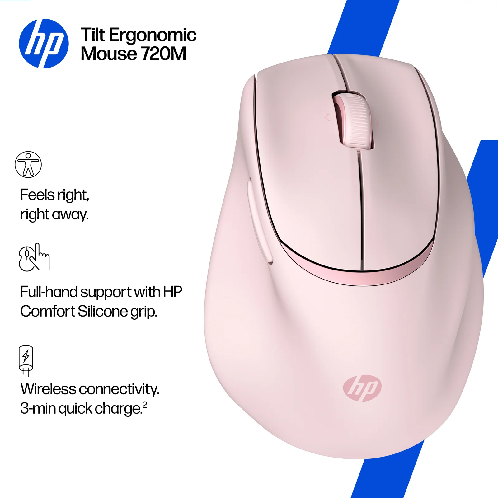 HP Tilt Ergonomic Pink 720M Mouse