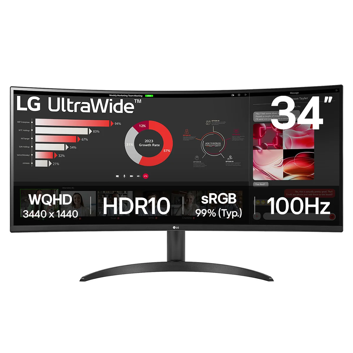 LG 34WR50QK-B 34" UWQHD VA 100Hz Curved Monitor
