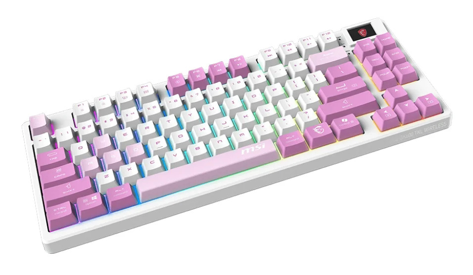 MSI FORGE GK600 TKL WIRELESS VIOLET Keyboard White, Spanish
