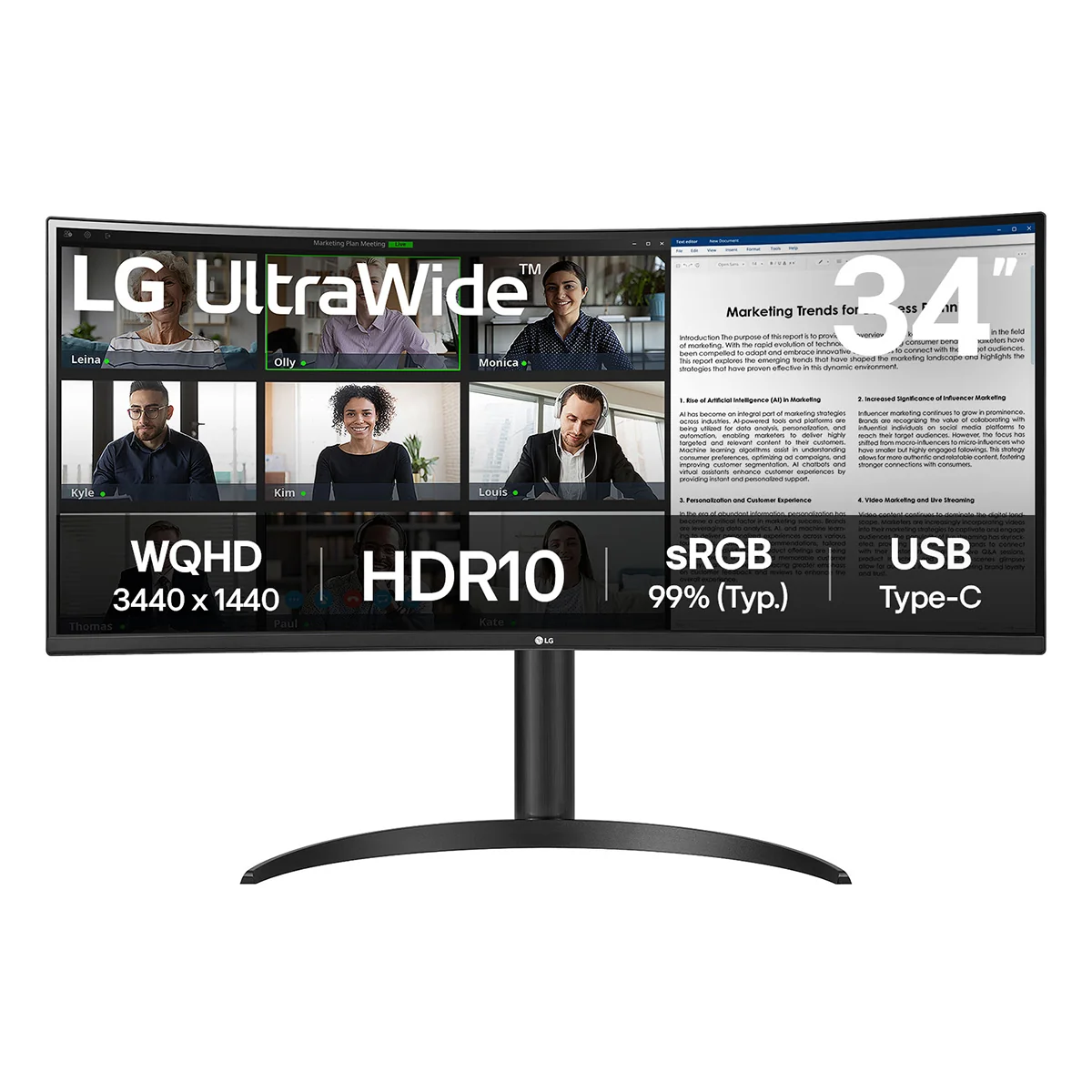 LG 34WR55QK-B 34" UWQHD VA 100Hz Curved Monitor