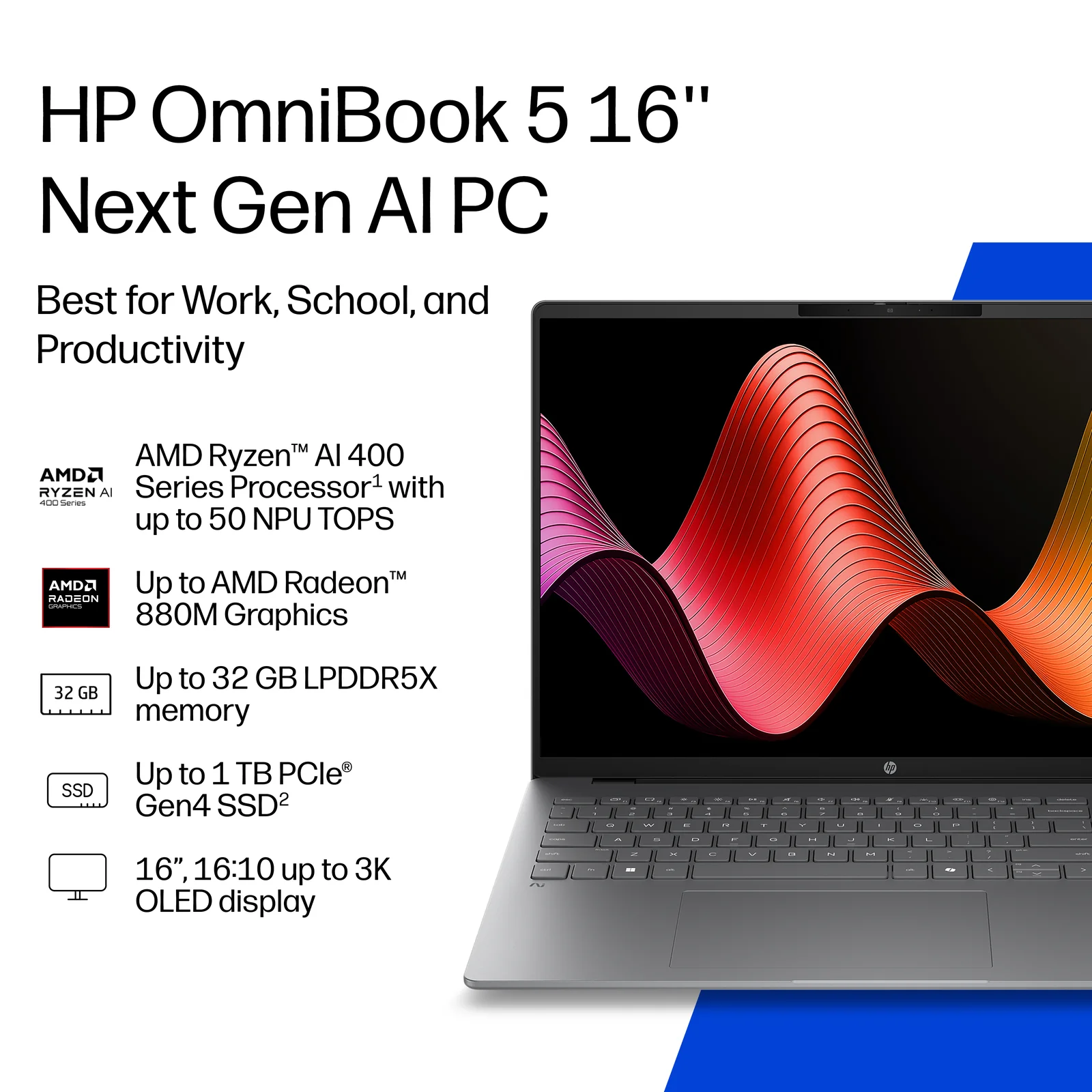HP DQ8N6EA laptop 16", 16GB RAM, 1TB SSD