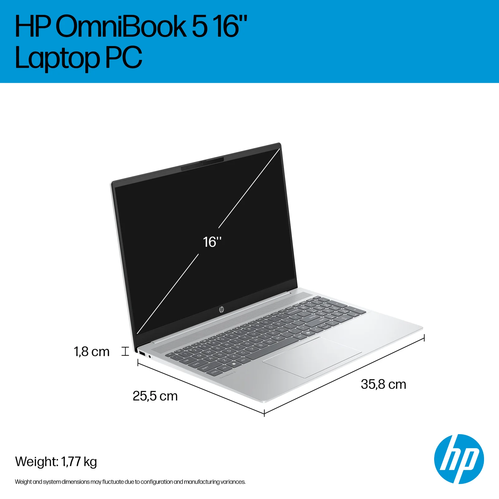 HP OmniBook 5 Laptop 16-ba1011nax 16", 8GB RAM, 1TB SSD