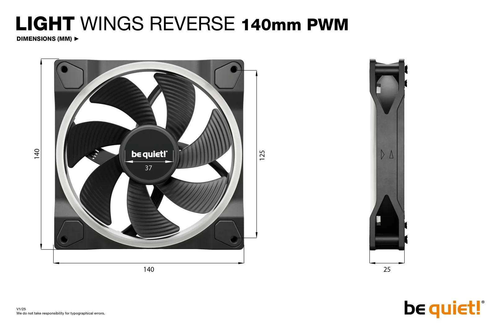 be quiet! Light Wings 140 mm PWM Reverse Black