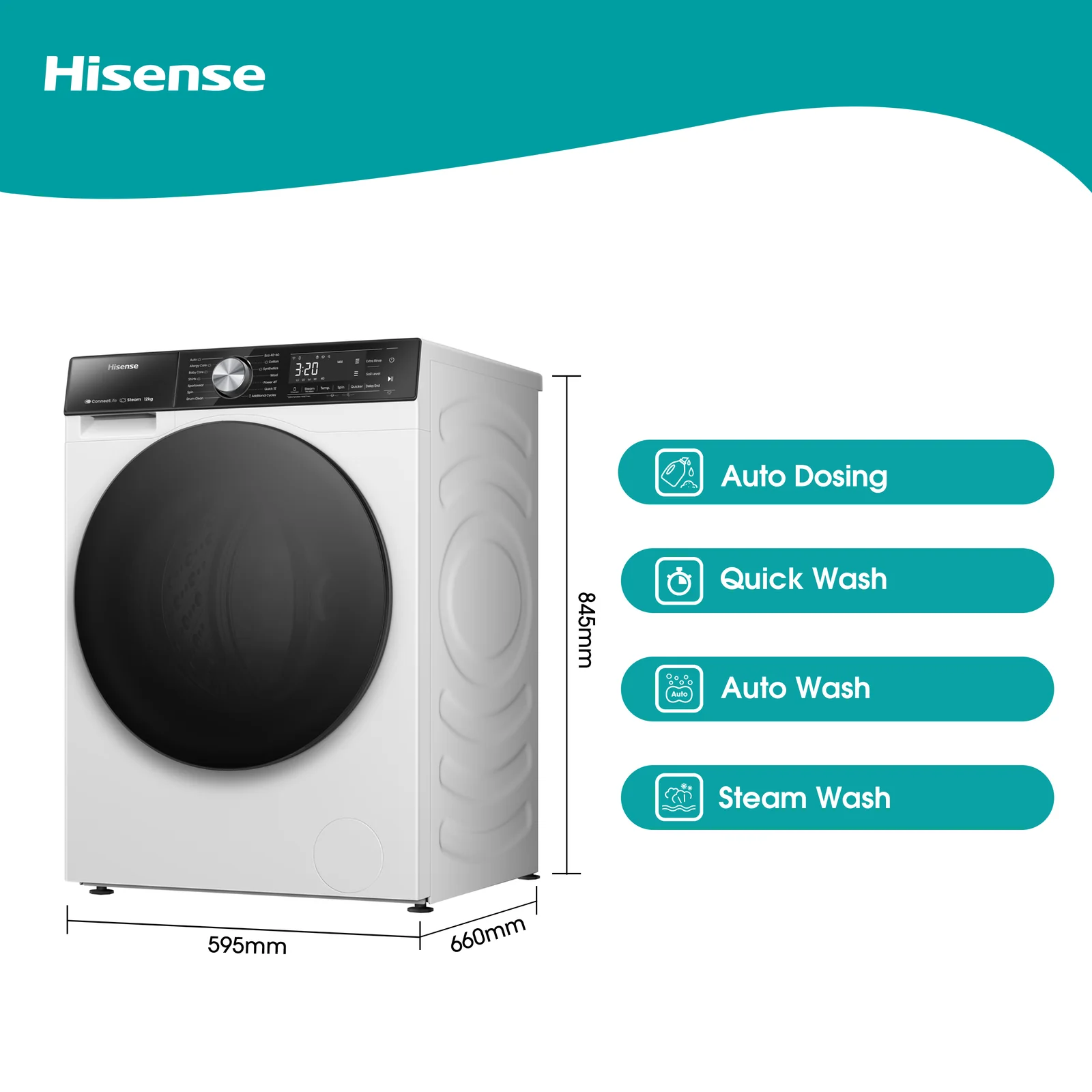 Hisense WF5S1245BW 12kg 1400rpm Washing Machine