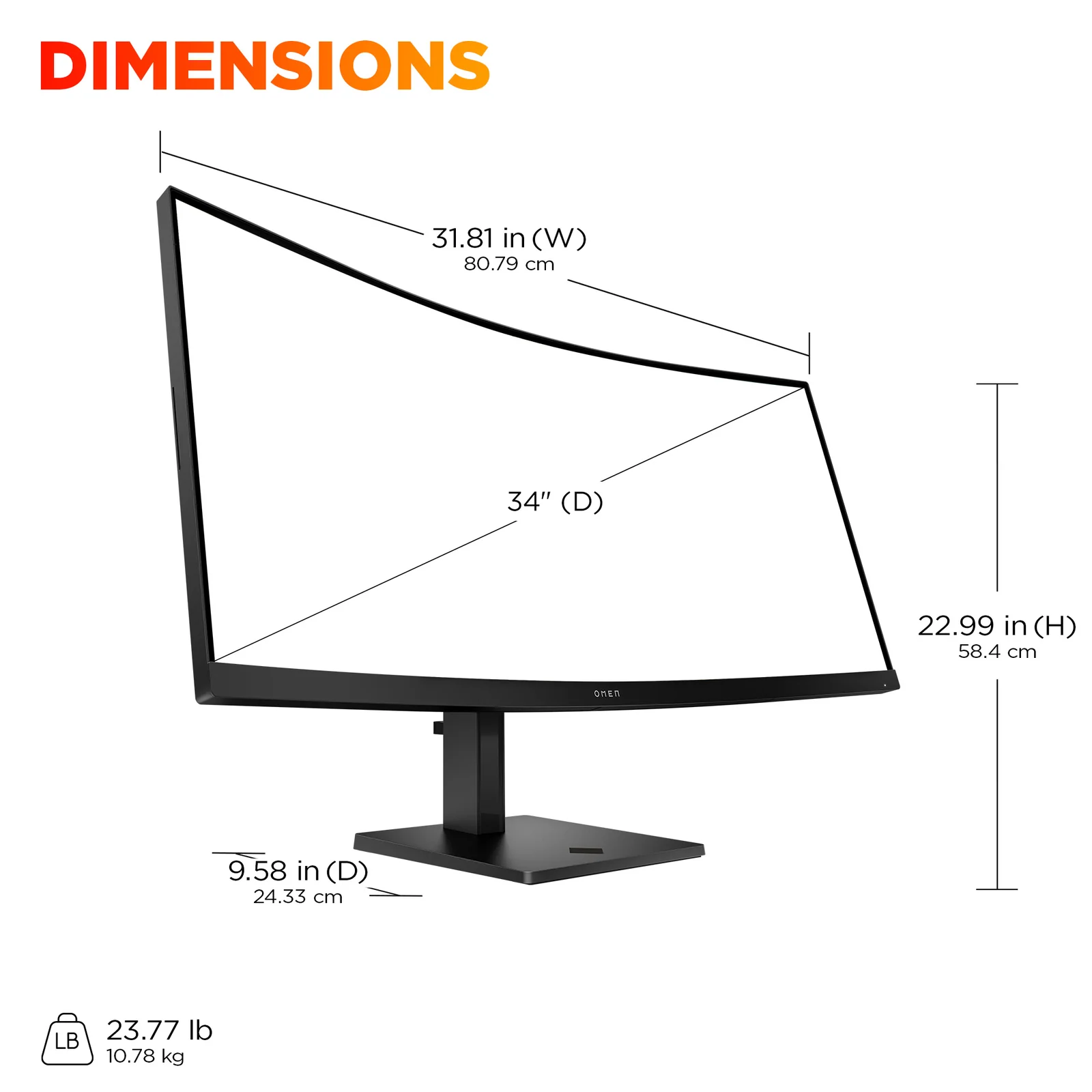 HP 180Hz 34" UWQHD VA 180Hz Curved Monitor