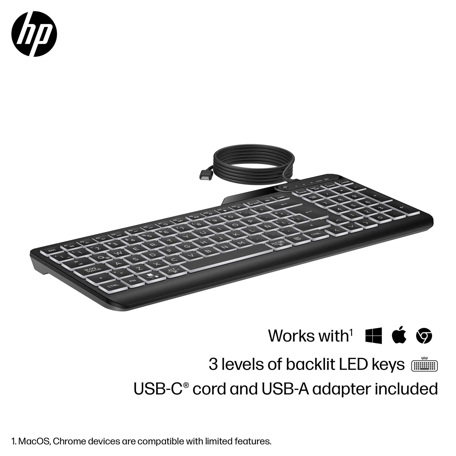 HP 400 Backlit Wired Keyboard