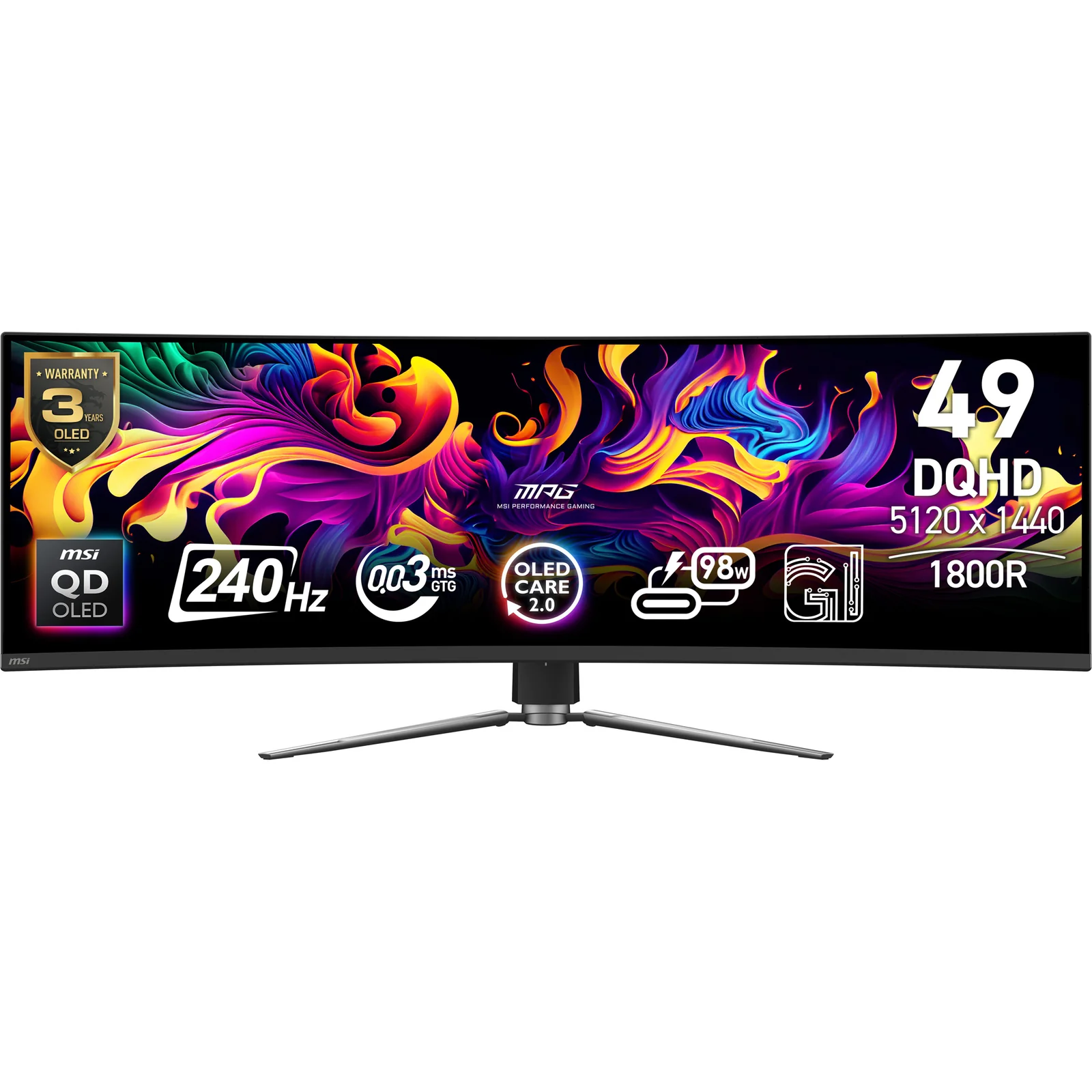 MSI MPG 491CQPXDE QD-OLED 49" DQHD QD-OLED 240Hz Curved Monitor
