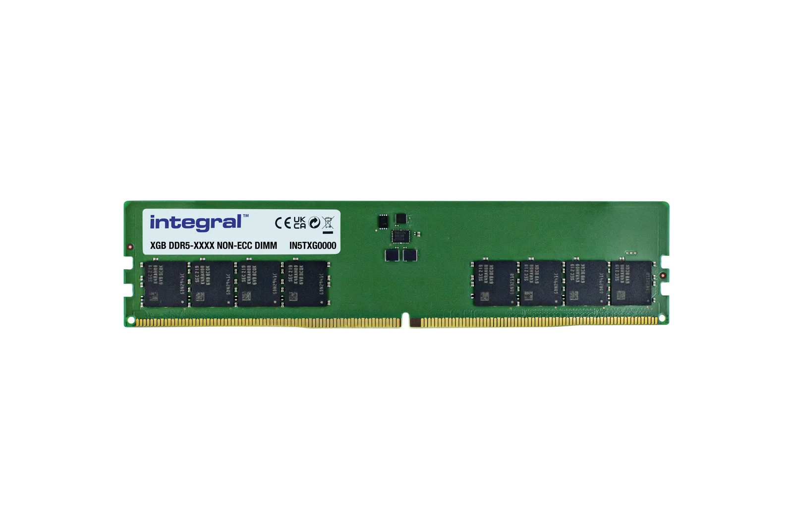 Integral 8GB PC RAM MODULE DDR5 4800MHZ PC5-38400 UNBUFFERED NON-ECC DIMM 1.1V 1GX16 CL40 EQV. TO HMCG66AEBUA FOR SK HYNIX 8GB DDR5 HMCG66AEBUA-IN