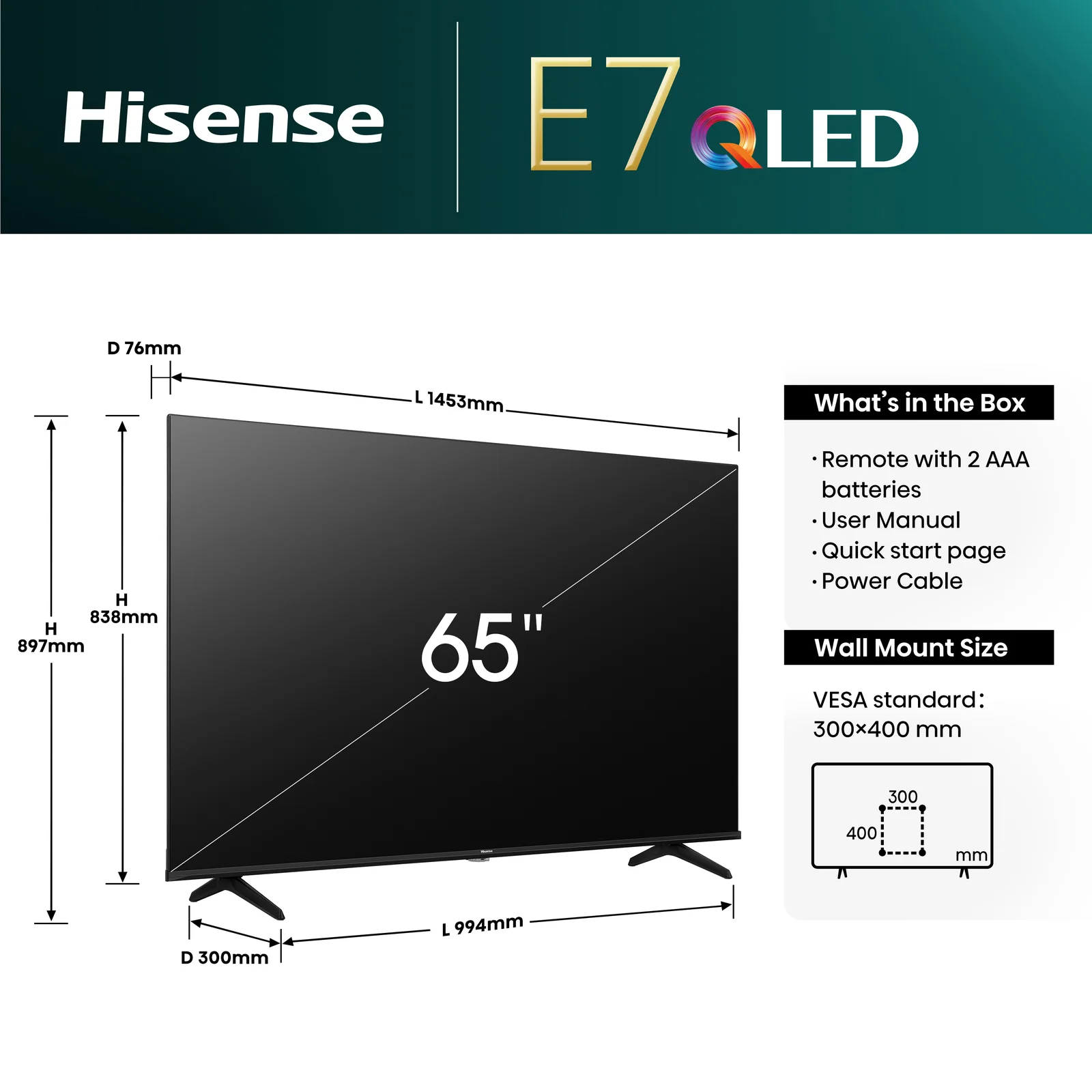 Hisense 65E7NQTUK 65" 4K Smart TV