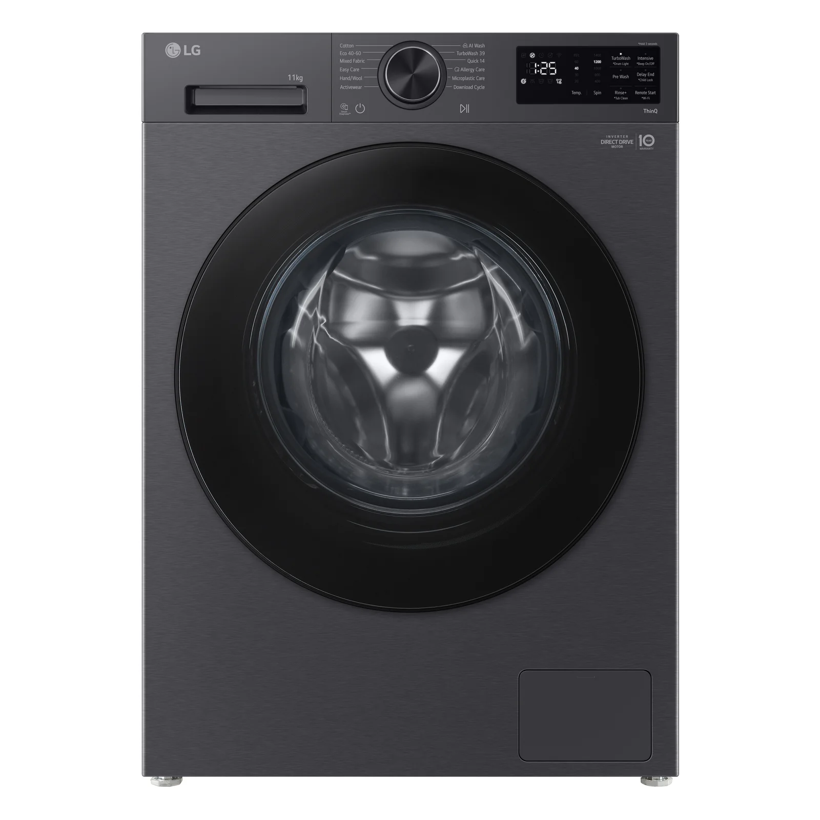 LG F4X5011TBB Washing machine, A, Front loading, Washing capacity 11 kg, Depth 56.5 cm, 1400 RPM, Black 11kg 1351rpm Washing Machine