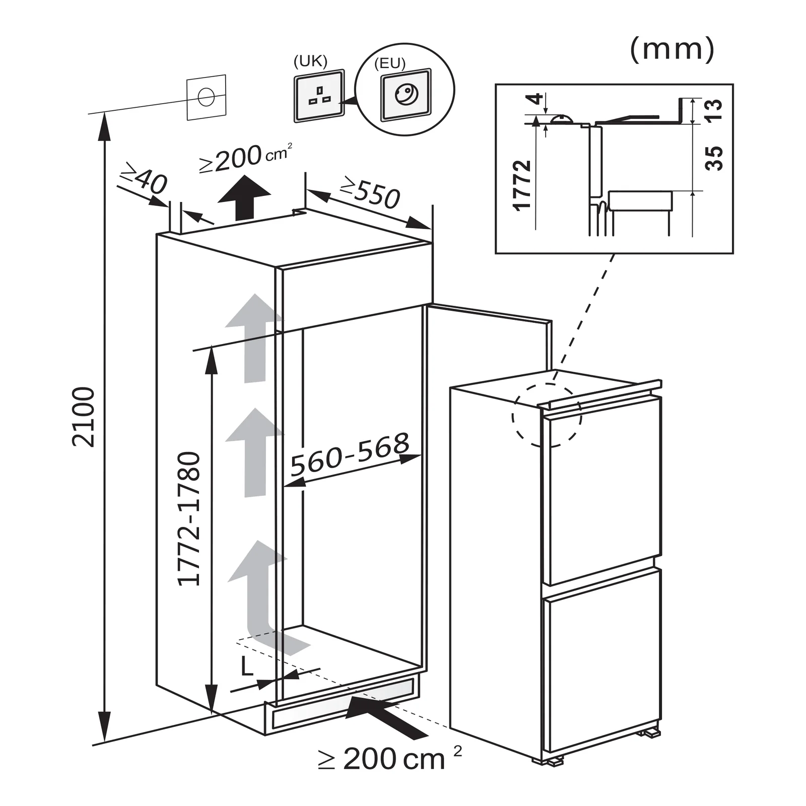Hisense RIB291F4AWE 233L Integrated Fridge Freezer