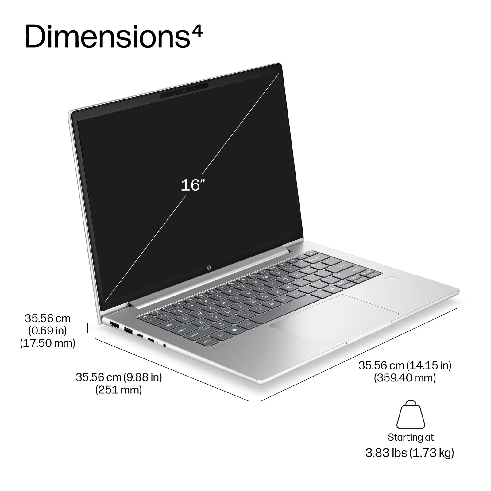 HP DX5P1AT laptop 16", 16GB RAM, 512GB SSD